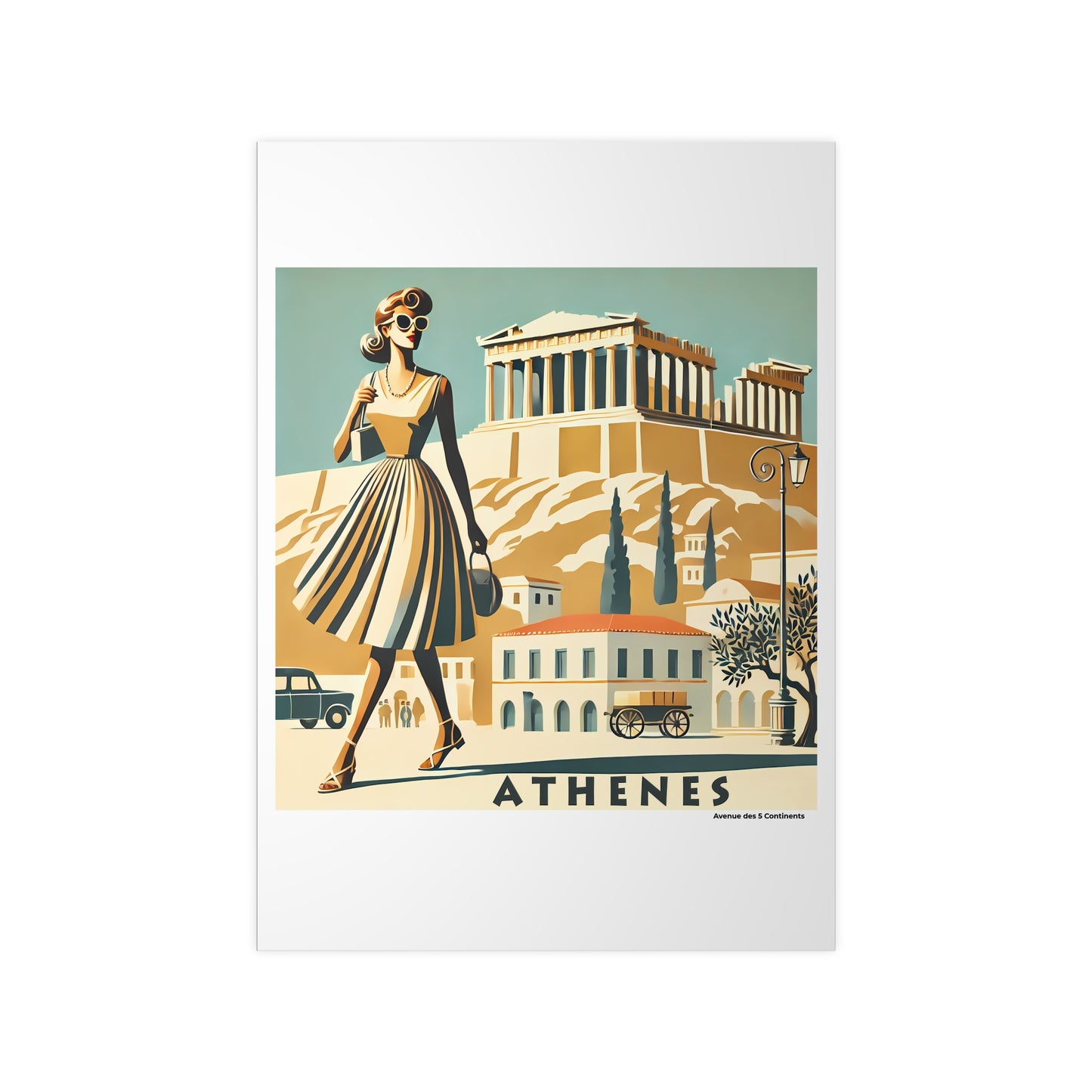 Affiche Artistique Athènes Rétro Vintage, Grèce, Collection Europe, Poster d'Art Mural et Décoration Originale