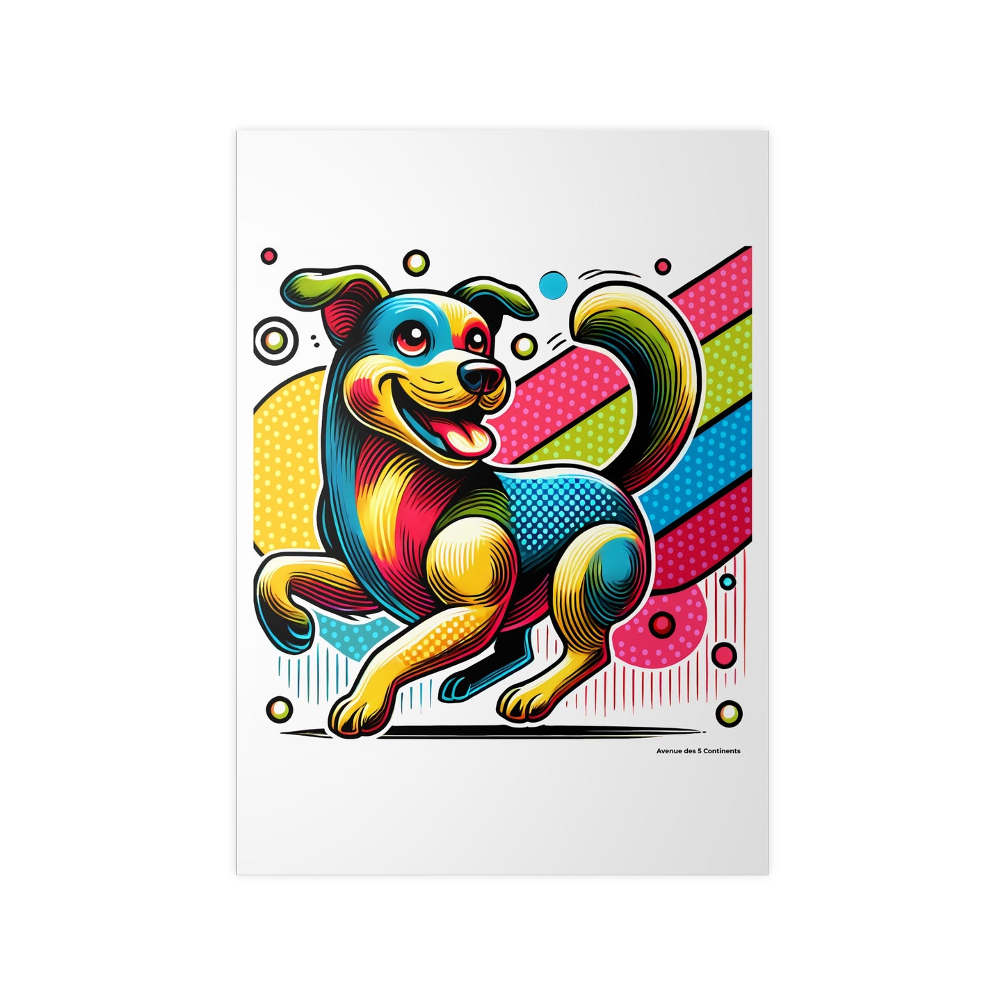 Affiche Artistique Chien Pop Art Américain, Collection Amérique, Poster d'Art Mural et Décoration Originale