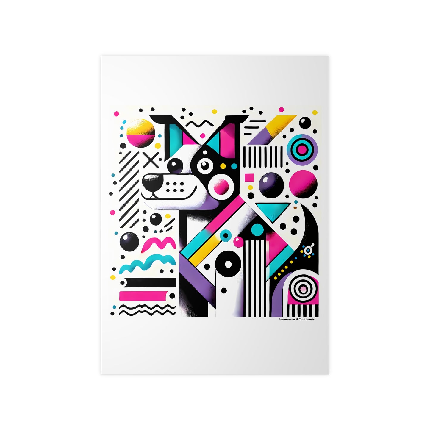 Affiche Artistique Chien Memphis Design Européen, Collection Europe, Poster d'Art Mural et Décoration Originale