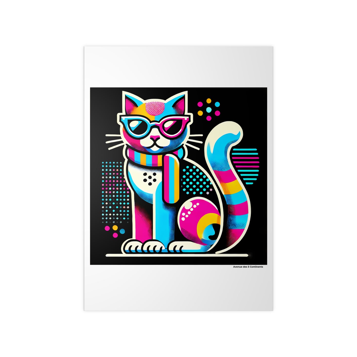 Affiche Artistique Chat Pop Art Américain, Collection Amérique, Poster d'Art Mural et Décoration Originale