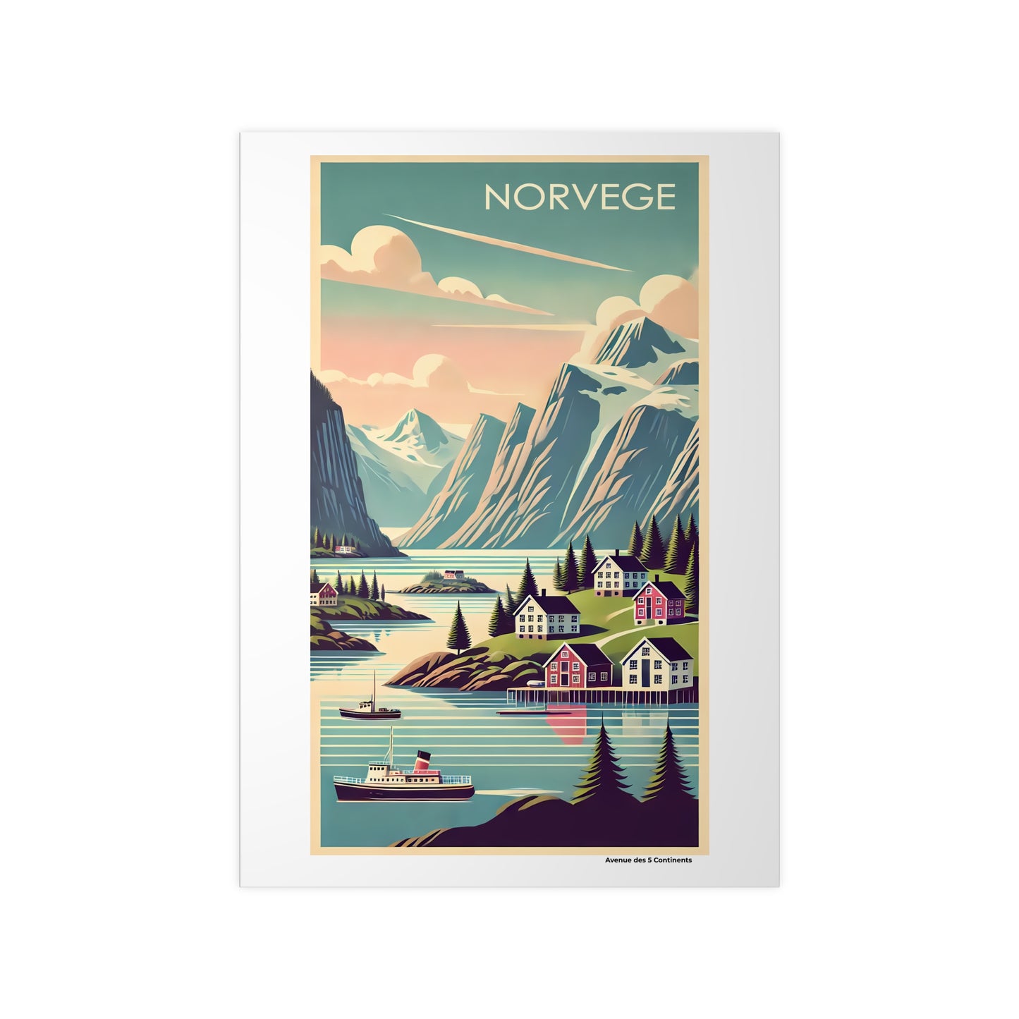 Affiche Artistique Îles Lofoten Rétro Vintage, Norvège, Collection Europe, Poster d'Art Mural et Décoration Originale