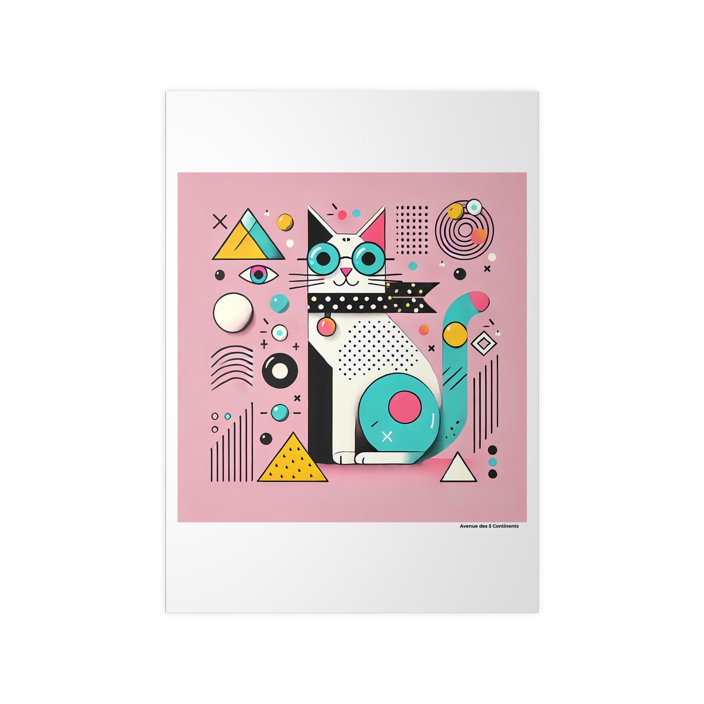 Affiche Artistique Chat Memphis Design Européen, Collection Europe, Poster d'Art Mural et Décoration Originale