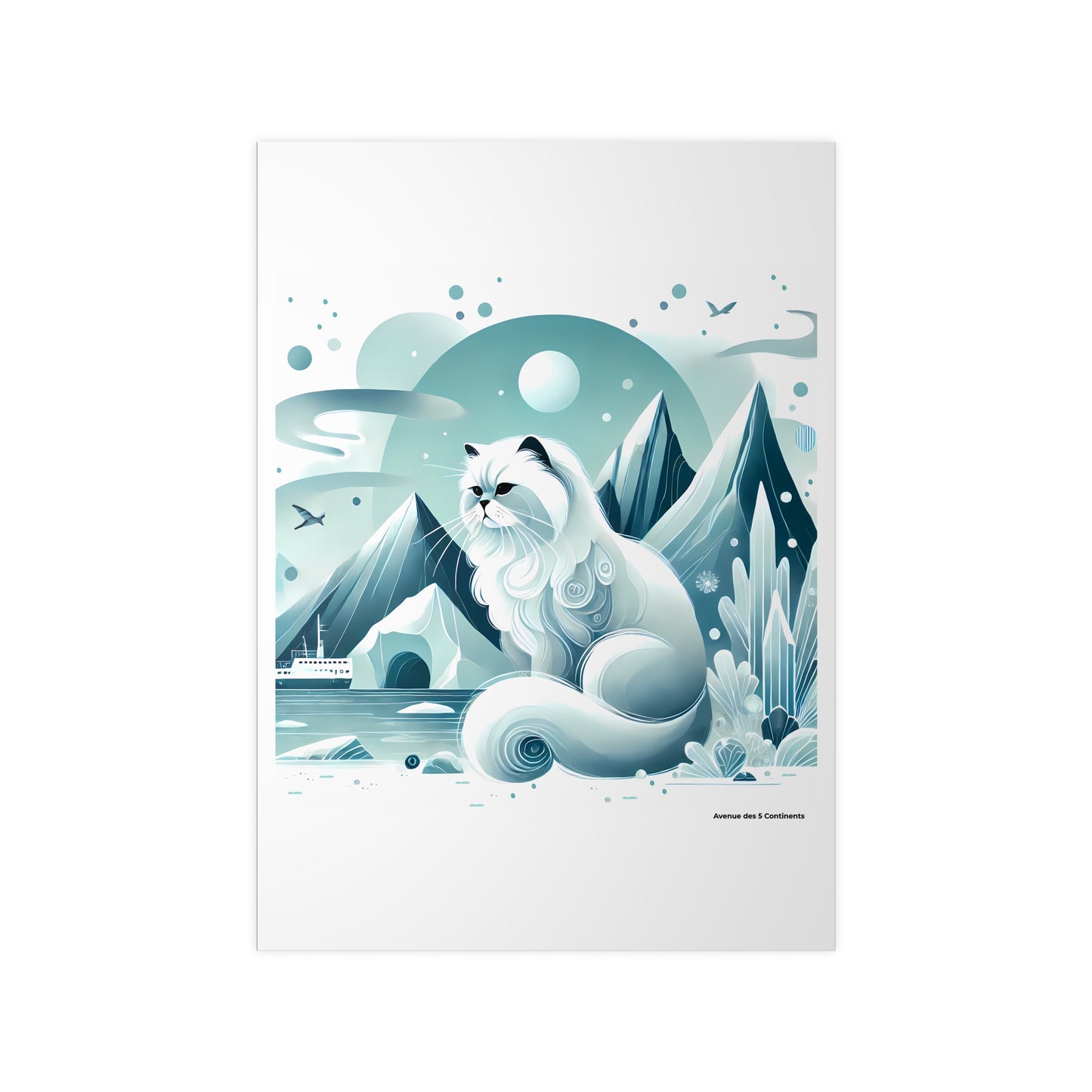 Affiche Artistique Chat des Neiges de l'Antarctique, Collection Antarctique, Poster d'Art Mural et Décoration Originale
