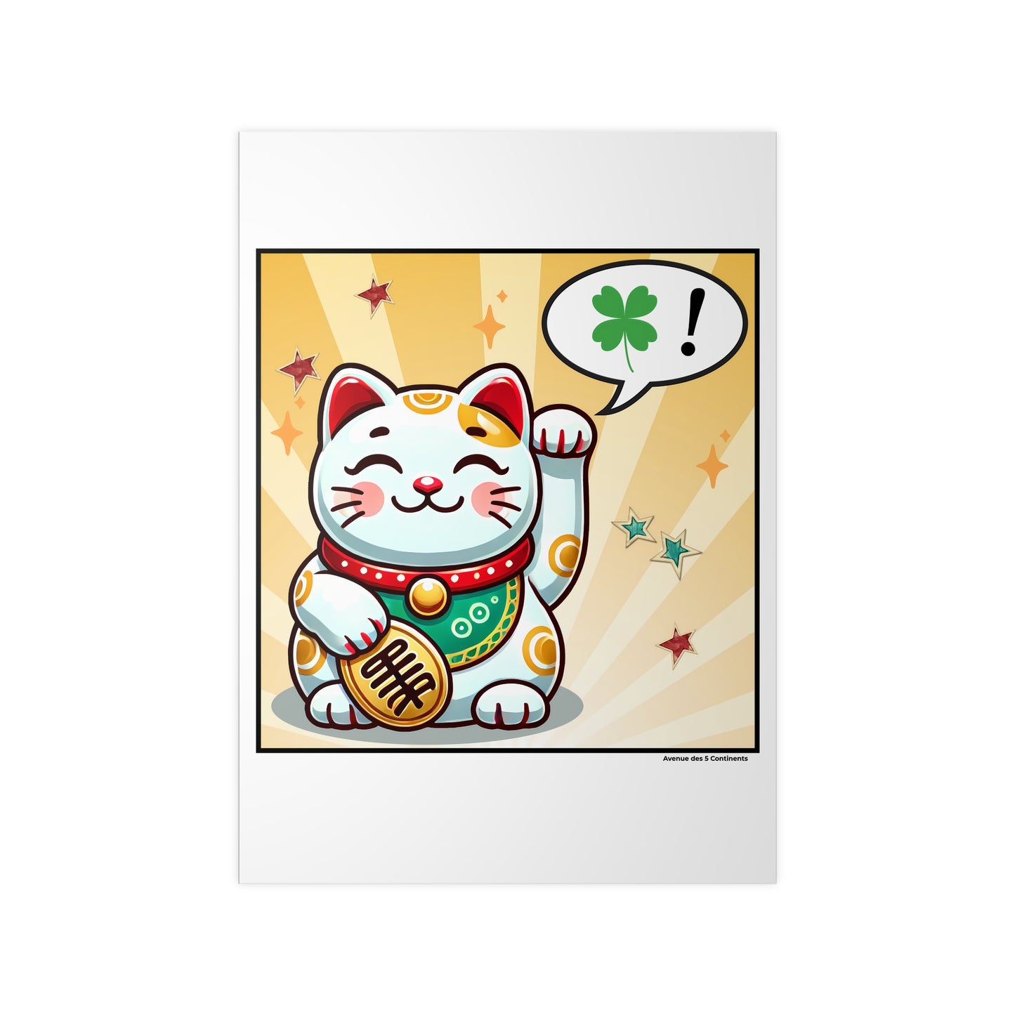 Affiche Artistique Maneki-Neko, Chat Porte-Bonheur Japonais, Collection Asie, Poster d'Art Mural et Décoration Originale