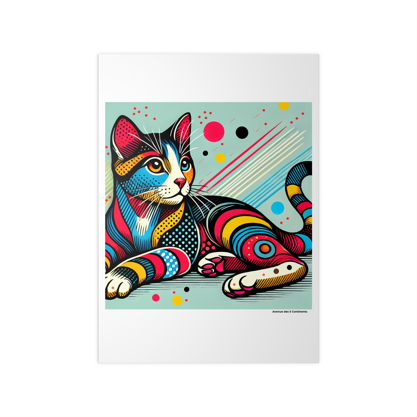 Affiche Artistique Chat Pop Art Américain version 2, Collection Amérique, Poster d'Art Mural et Décoration Originale