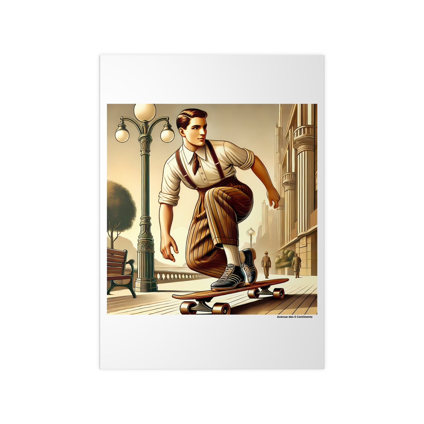 Affiche Artistique Homme Skateur Américain Rétro Vintage, Collection Amérique, Poster d'Art Mural et Décoration Originale