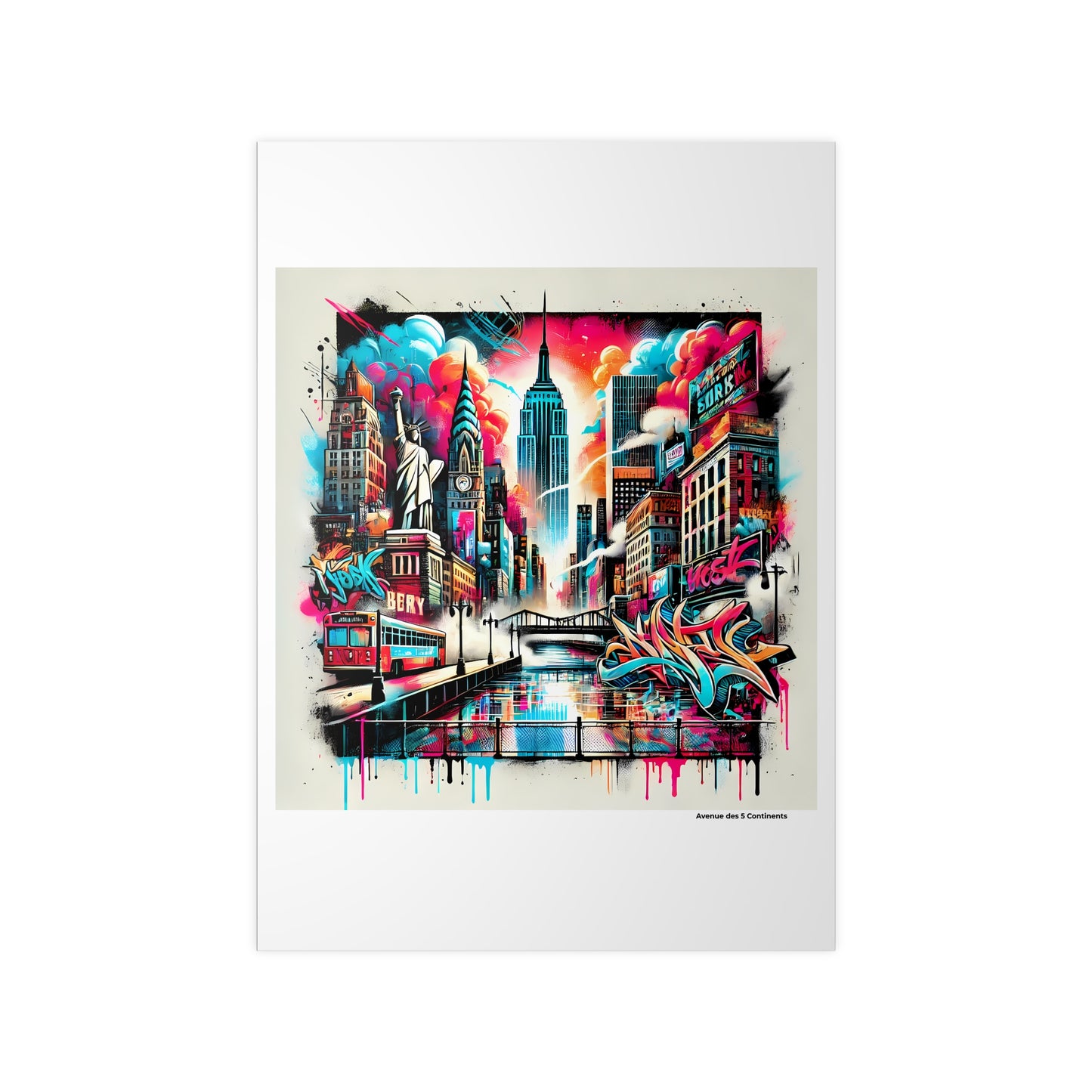 Affiche Artistique Street Art Rock Graffiti : New York États-Unis, Collection Amérique, Poster d'Art Mural et Décoration Originale