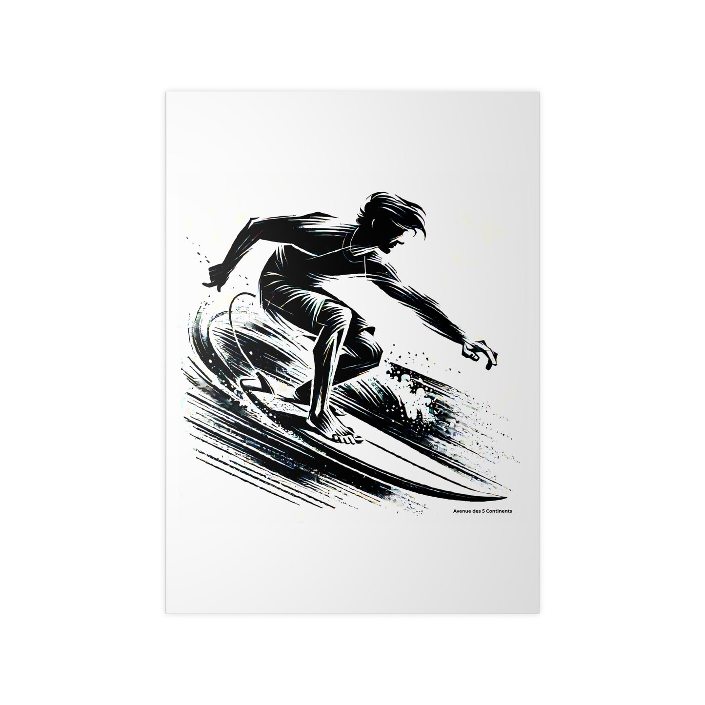 Affiche Artistique Homme Surfeur : Instant Suspendu sur la Vague au Cœur du Pacifique, Collection Océanie, Poster d'Art Mural et Décoration Originale