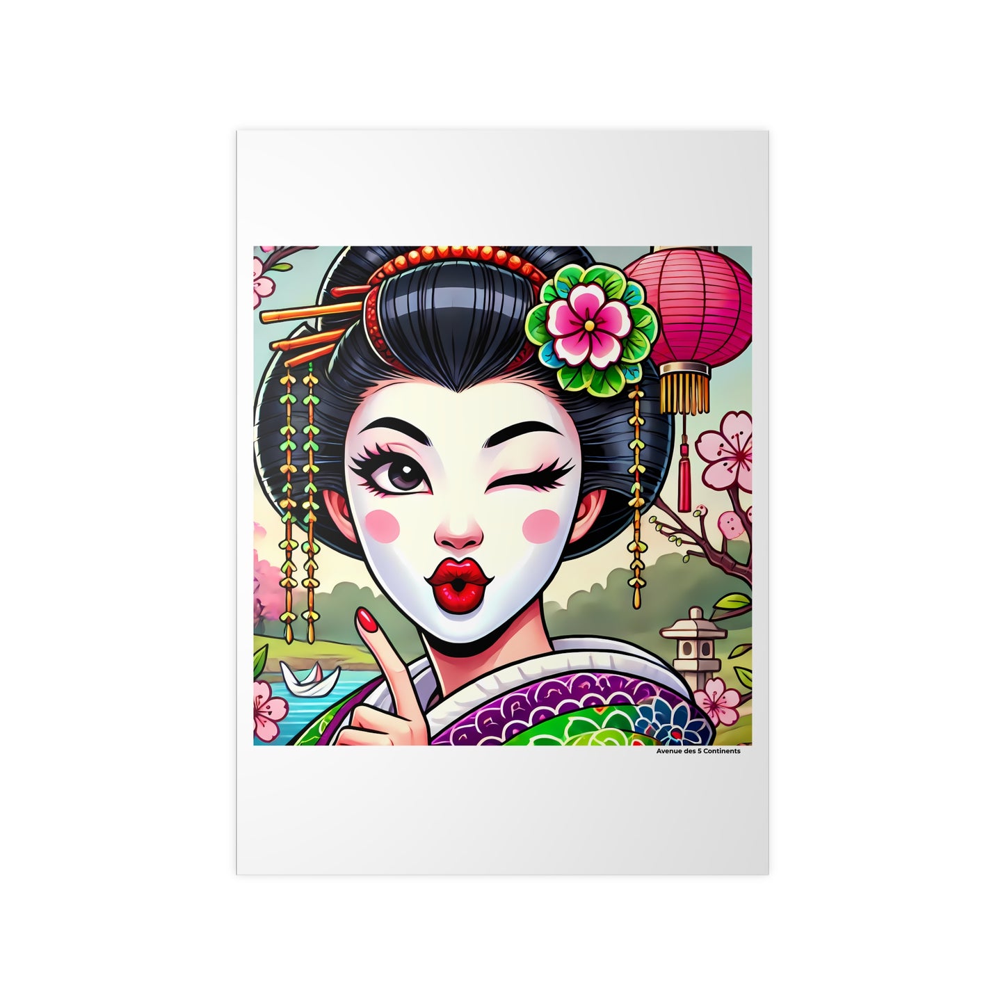 Affiche Artistique Clin d'Œil de la Geisha, Collection Asie, Poster d'Art Mural et Décoration Originale