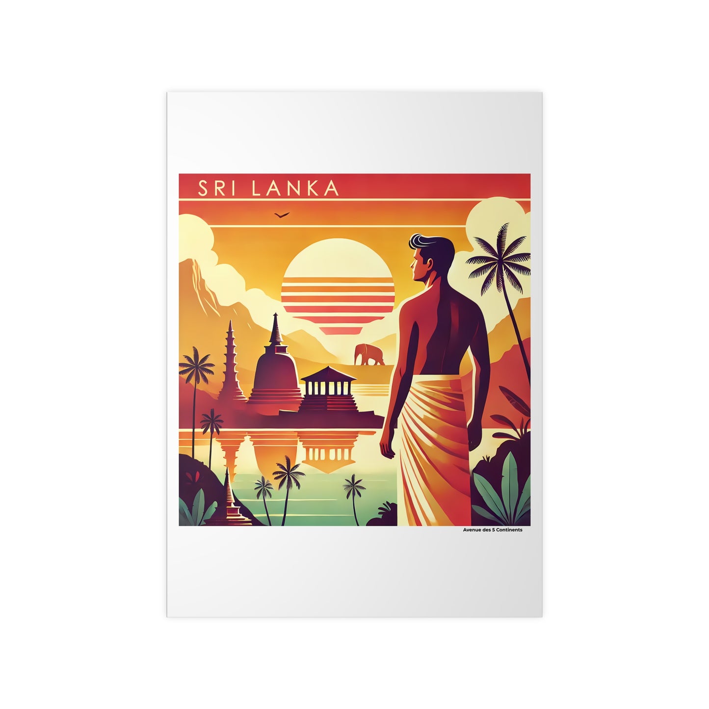 Affiche Artistique Sri Lanka Rétro Vintage, Collection Asie, Poster d'Art Mural et Décoration Originale