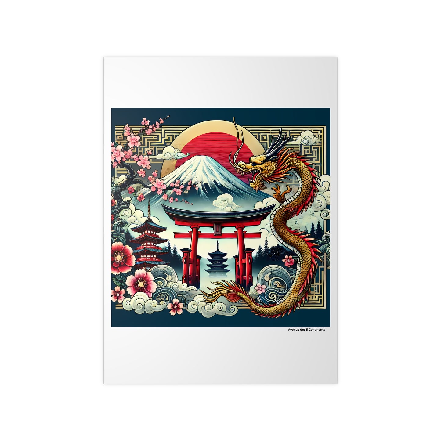 Affiche Artistique Dragon Oriental, Gardien du Torii et des Temples Sacrés, Collection Asie, Poster d'Art Mural et Décoration Originale