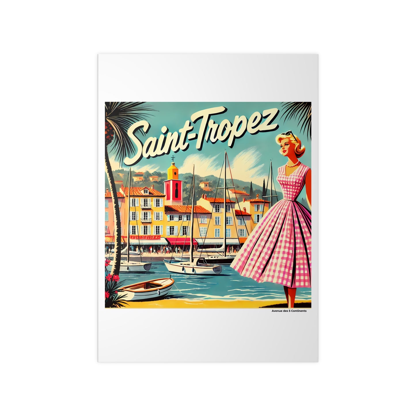 Affiche Artistique Saint-Tropez Rétro Vintage, France, Collection Europe, Poster d'Art Mural et Décoration Originale