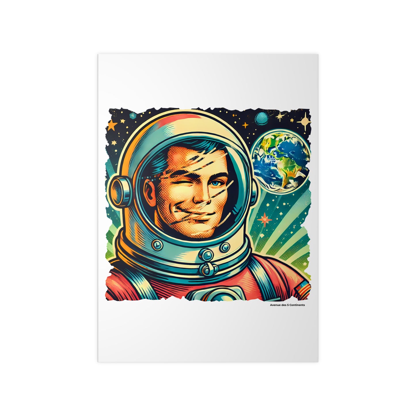 Affiche Artistique Homme Astronaute Américain Rétro Vintage, Collection Amérique, Poster d'Art Mural et Décoration Originale