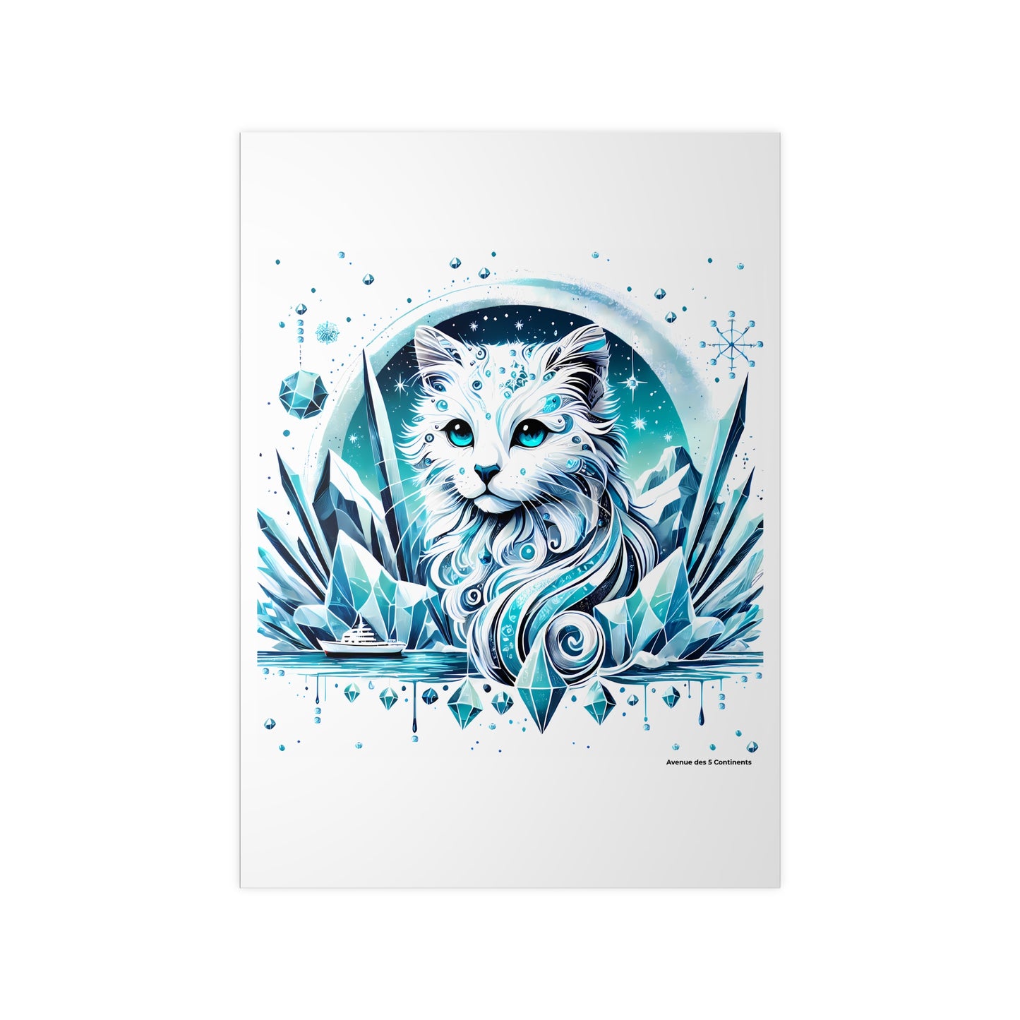 Affiche Artistique Chat Prince du Royaume des Glaces de l'Antarctique, Collection Antarctique, Poster d'Art Mural et Décoration Originale