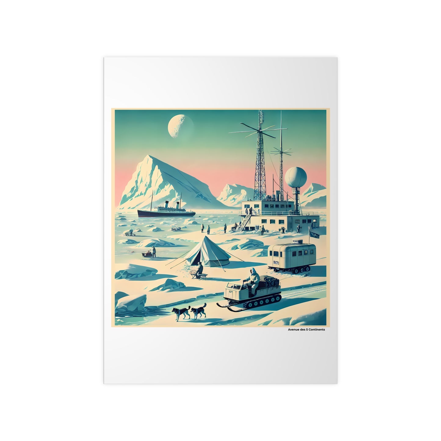 Affiche Artistique Station de Recherche Scientifique : Mission Antarctique, Collection Antarctique, Poster d'Art Mural et Décoration Originale