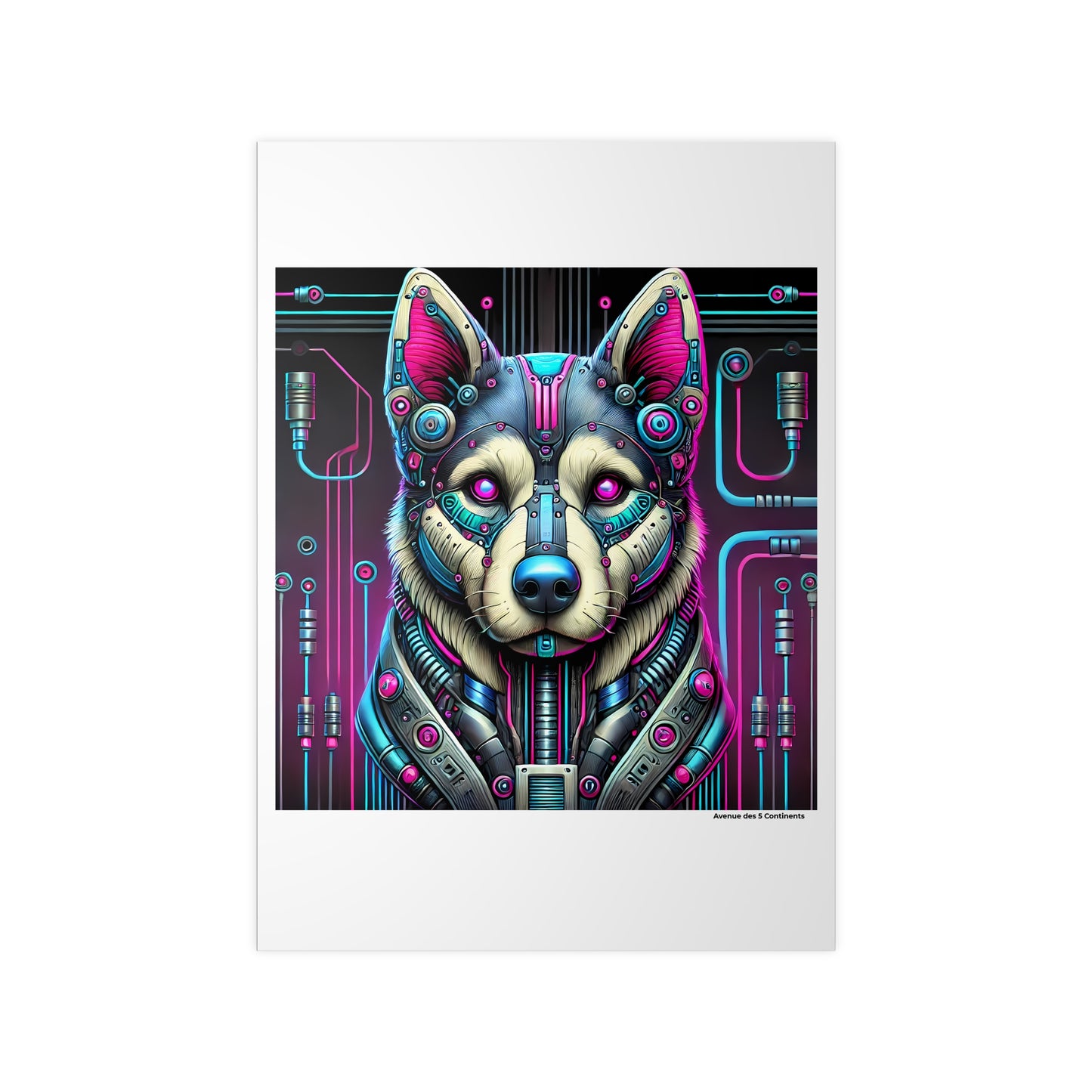 Affiche Artistique Chien Cyberpunk Asiatique, Collection Asie, Poster d'Art Mural et Décoration Originale