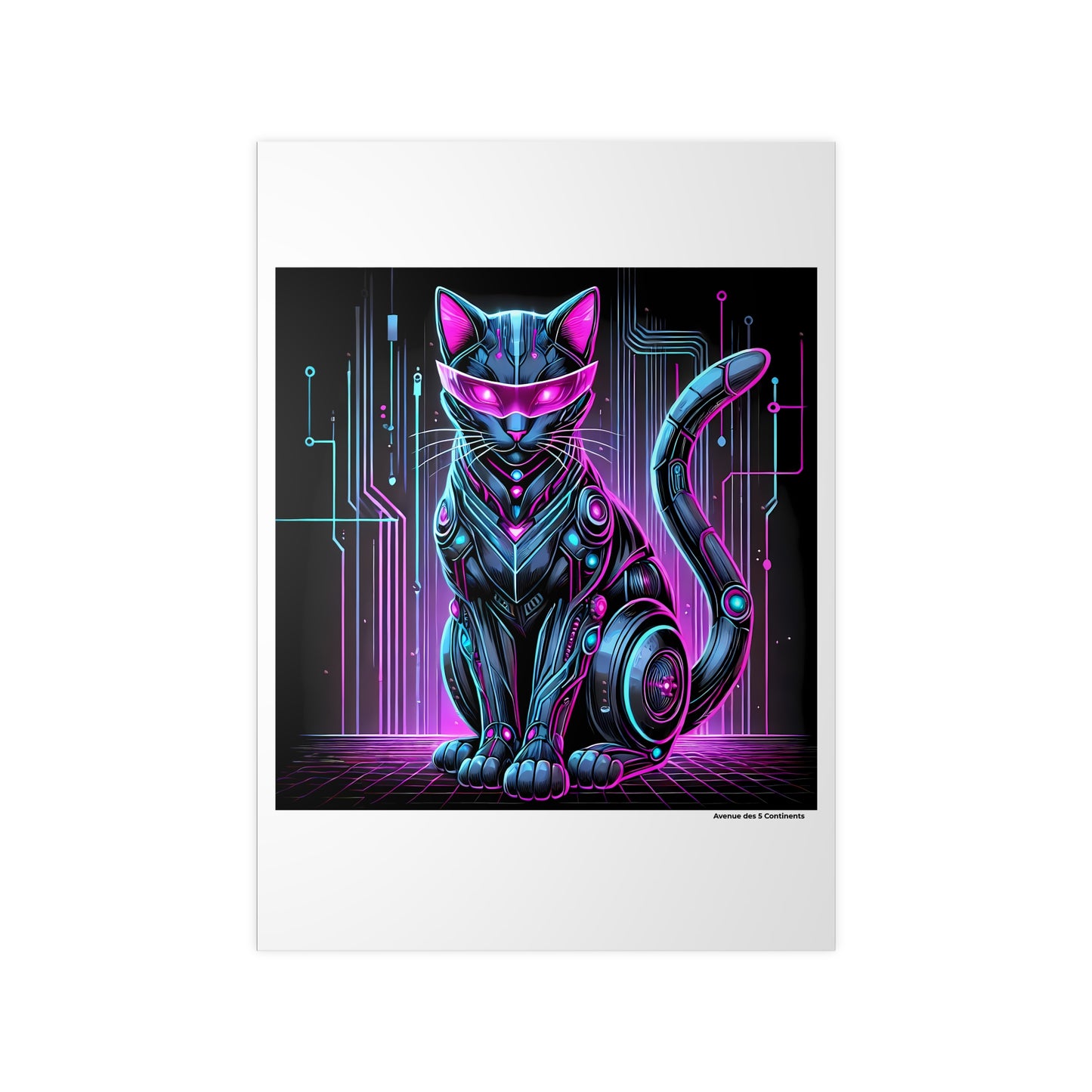 Affiche Artistique Chat Cyberpunk Asiatique, Collection Asie, Poster d'Art Mural et Décoration Originale