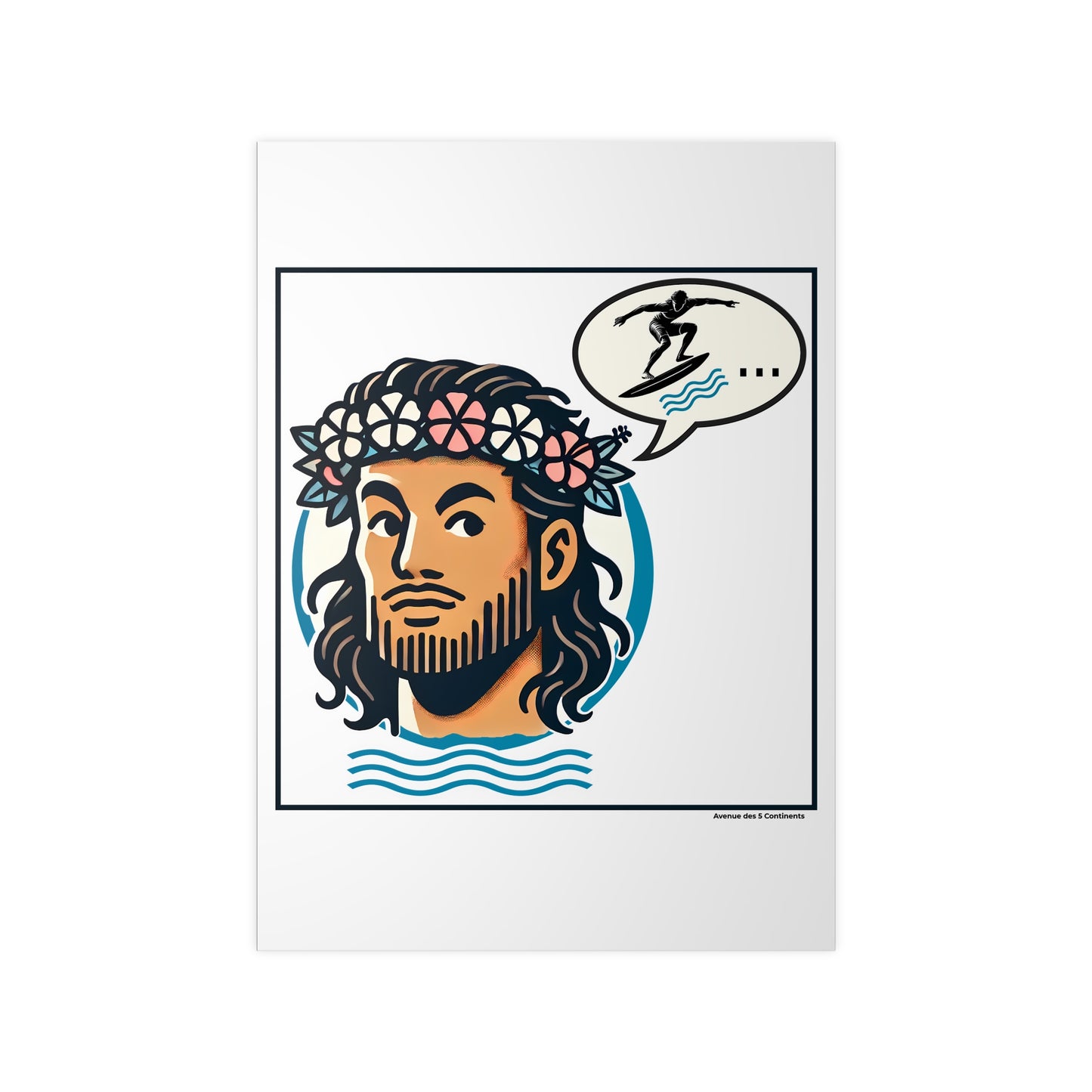 Affiche Artistique Homme Hawaïen : L'Appel de la Vague, Collection Océanie, Poster d'Art Mural et Décoration Originale