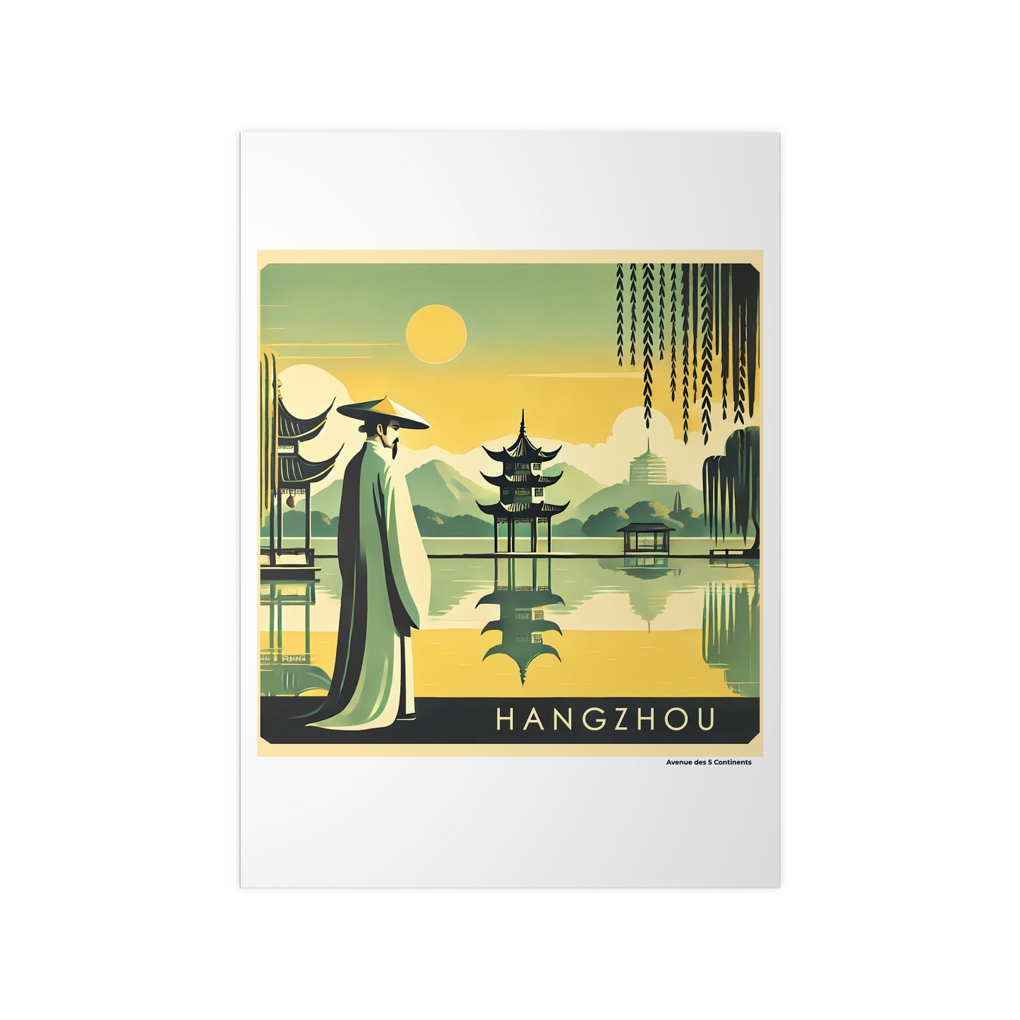 Affiche Artistique Hangzhou Rétro Vintage, Chine, Collection Asie, Poster d'Art Mural et Décoration Originale
