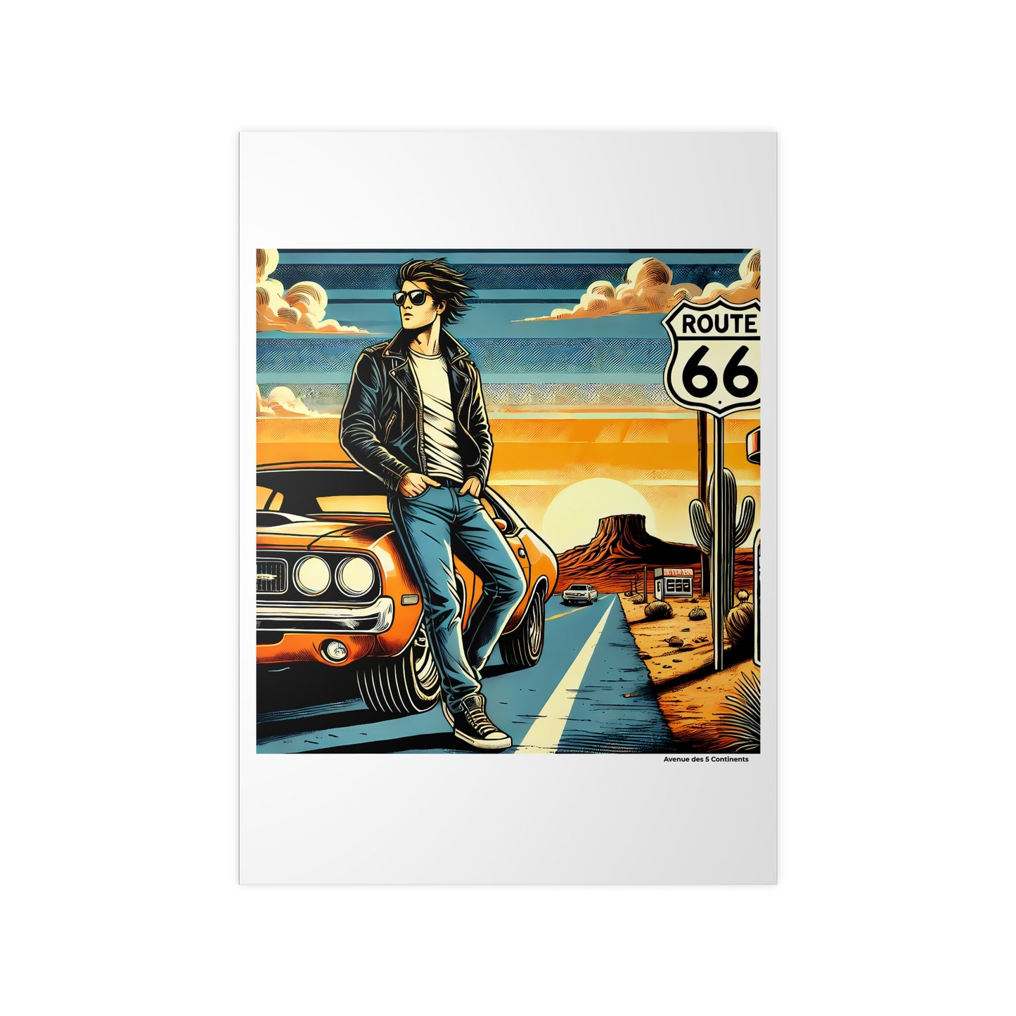 Affiche Artistique U.S. Route 66, États-Unis : Road Trip Rétro Vintage, Collection Amérique, Poster d'Art Mural et Décoration Originale