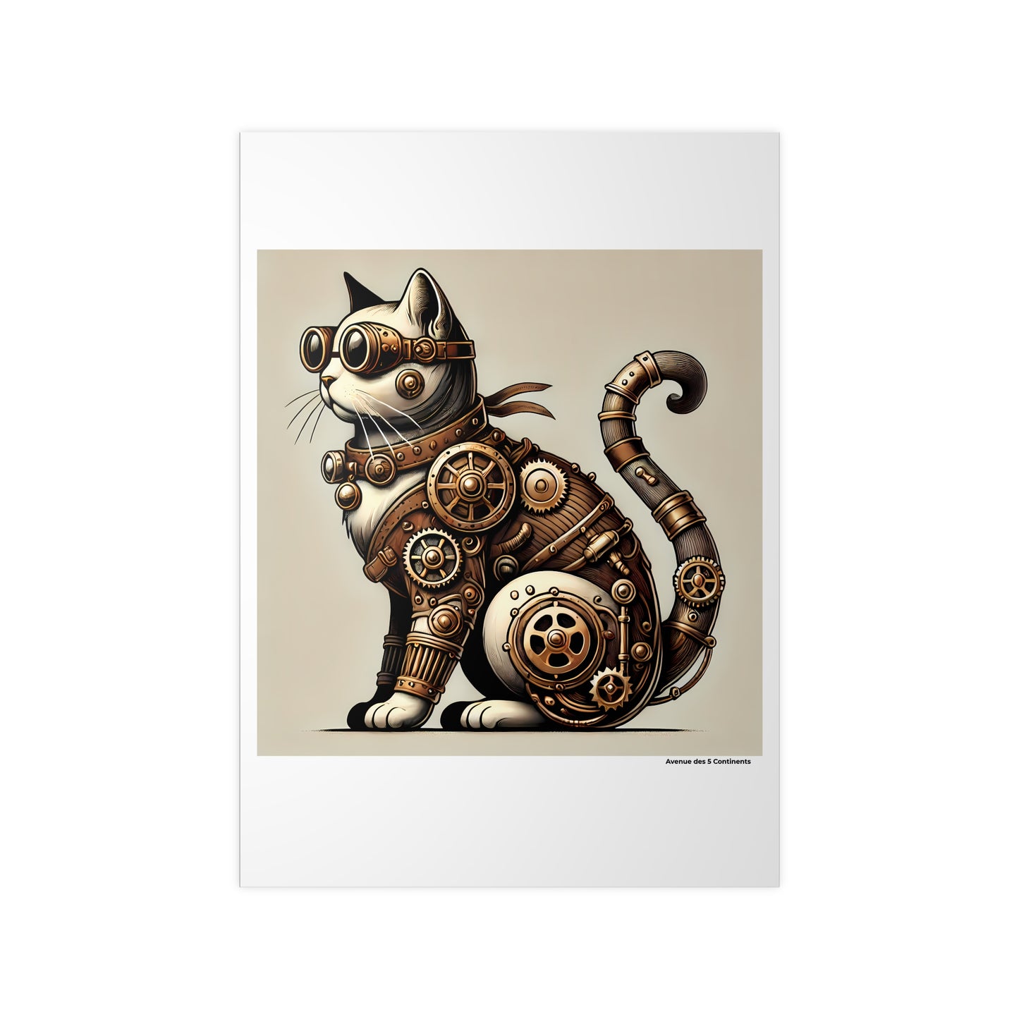 Affiche Artistique Chat Steampunk Européen, Collection Europe, Poster d'Art Mural et Décoration Originale
