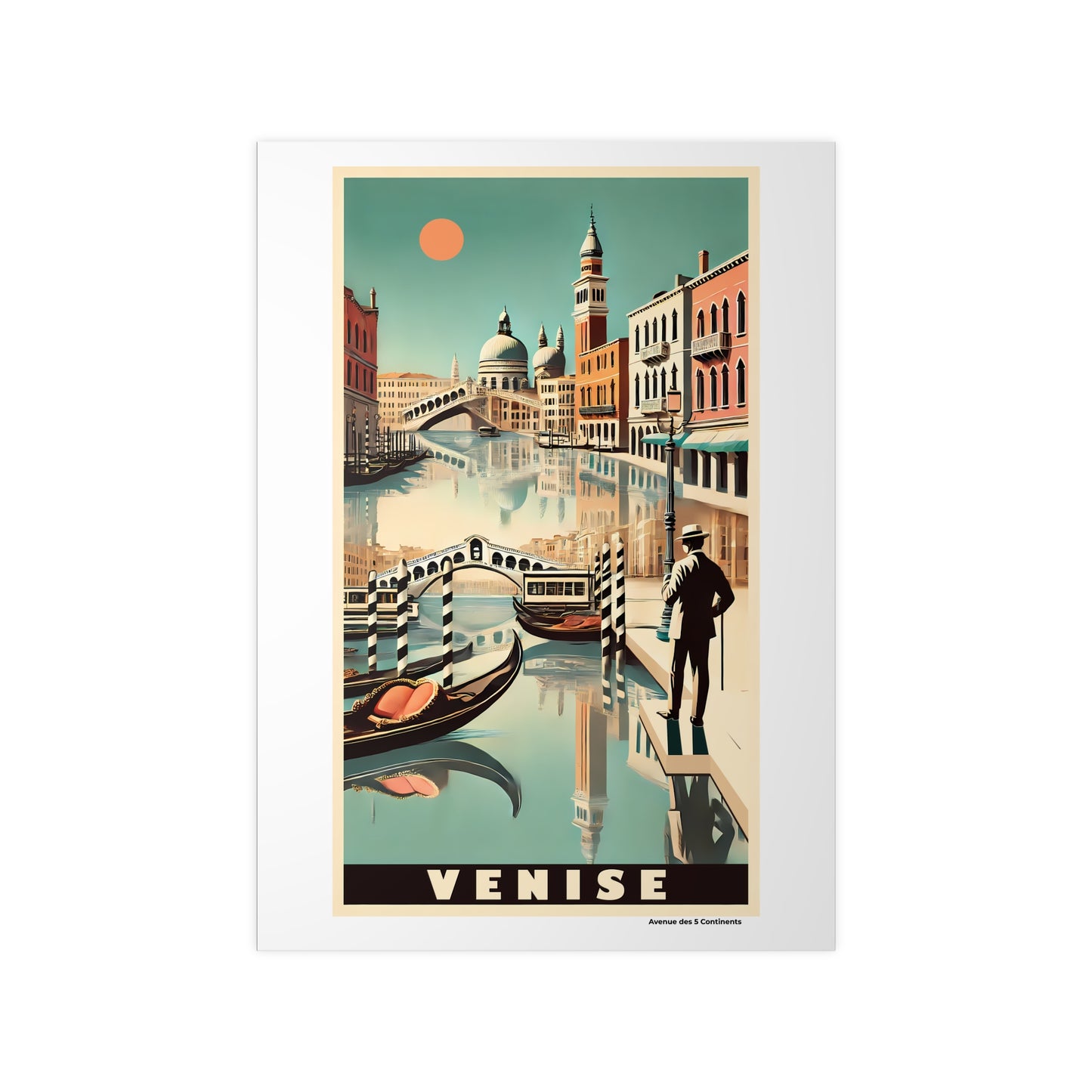 Affiche Artistique Venise Rétro Vintage, Italie, Collection Europe, Poster d'Art Mural et Décoration Originale