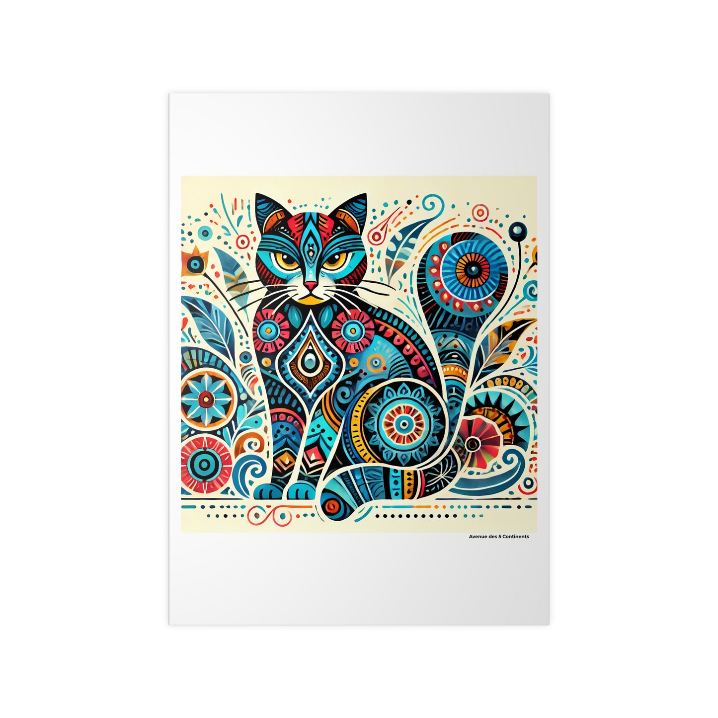 Affiche Artistique Chat d'Océanie, Collection Océanie, Poster d'Art Mural et Décoration Originale