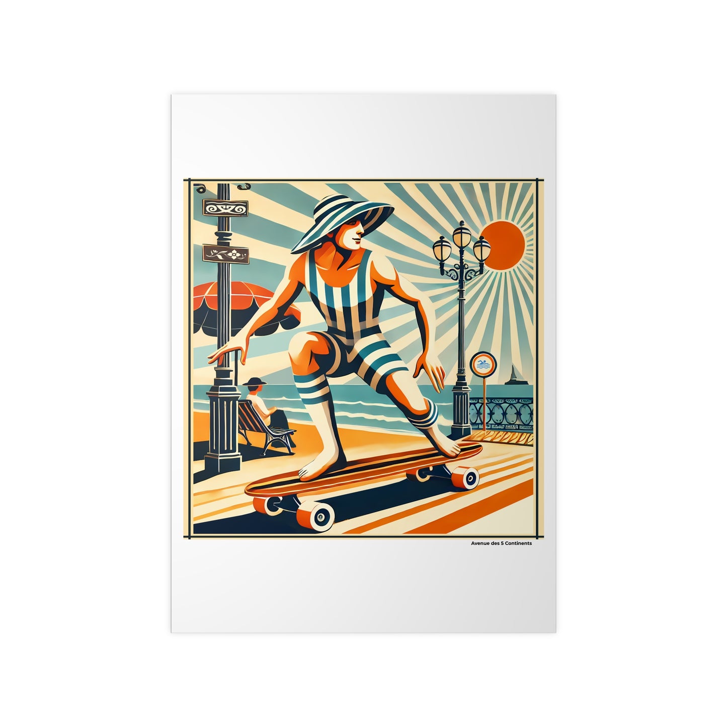 Affiche Artistique Homme Skateur Américain Rétro Vintage version 2, Collection Amérique, Poster d'Art Mural et Décoration Originale