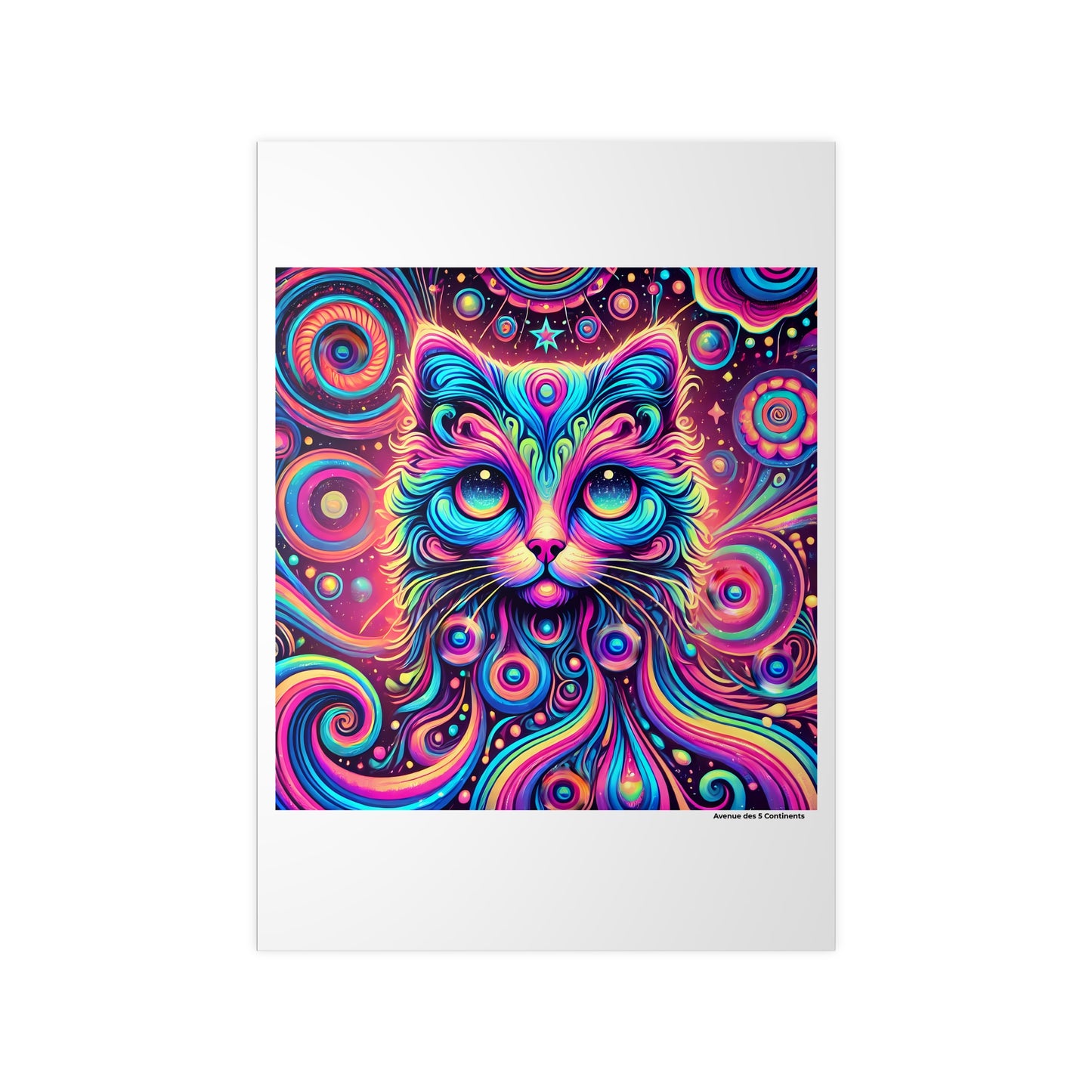 Affiche Artistique Chat Psychédélique Hippie Bohème, Collection Amérique, Poster d'Art Mural et Décoration Originale