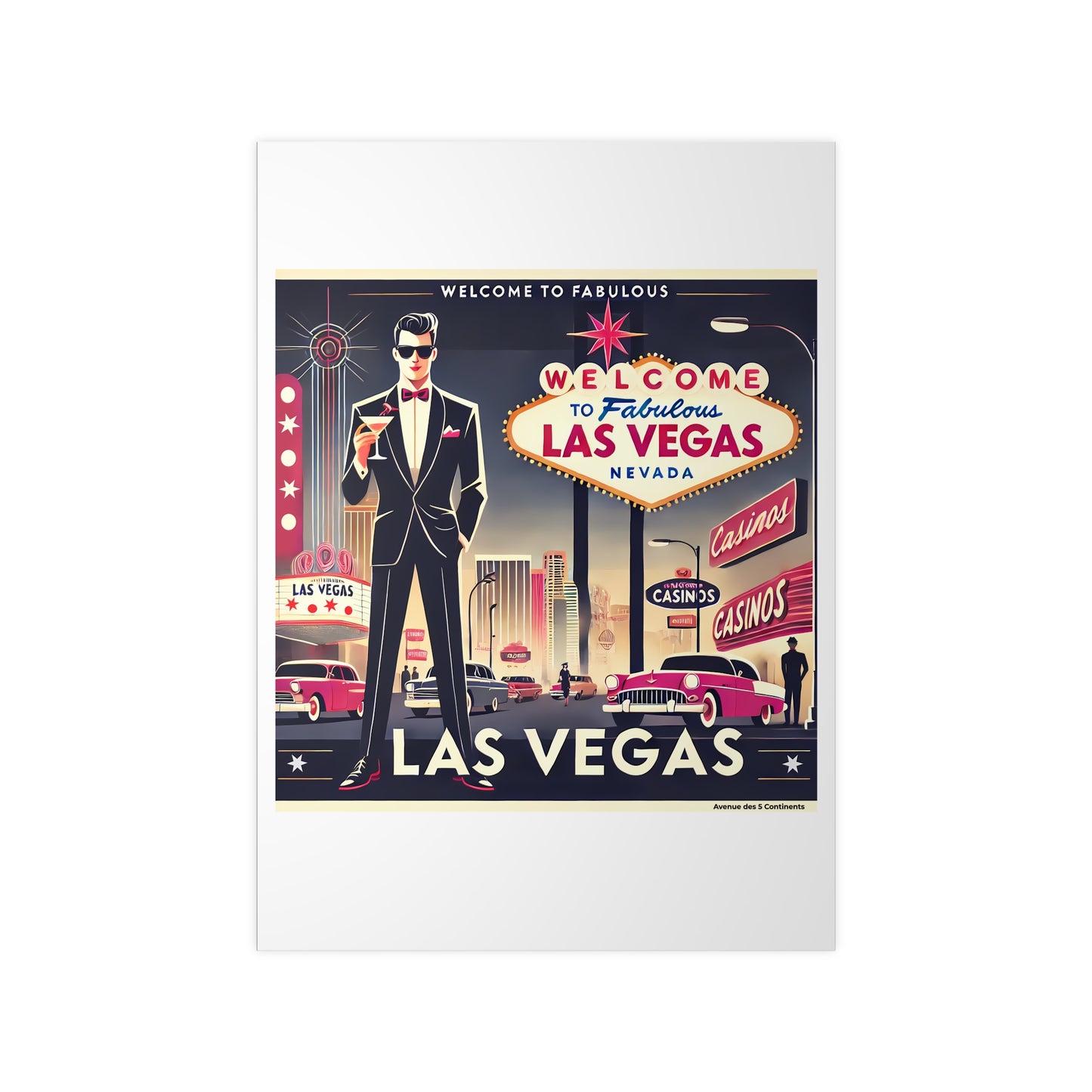 Affiche Artistique Las Vegas Rétro Vintage, Nevada États-Unis, Collection Amérique, Poster d'Art Mural et Décoration Originale