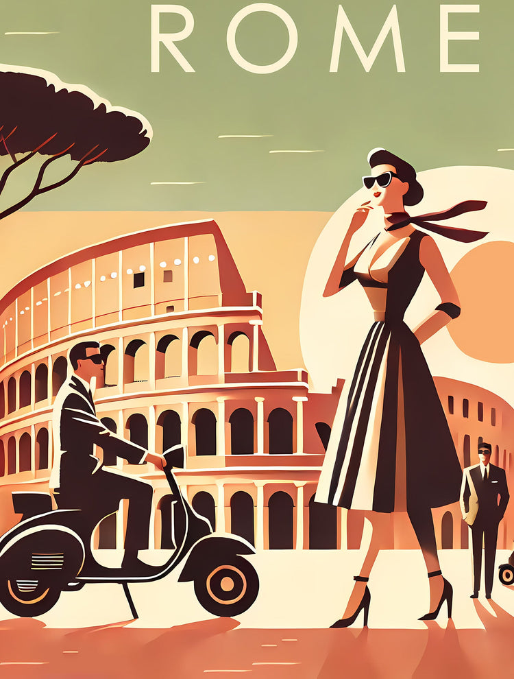 Affiche Artistique Rome Rétro Vintage, Italie, Collection Europe, Poster d'Art Mural et Décoration Originale