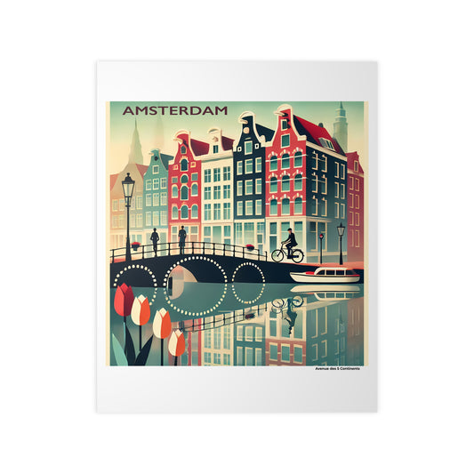 Affiche Artistique Amsterdam Rétro Vintage, Pays-Bas, Collection Europe, Poster d'Art Mural et Décoration Originale