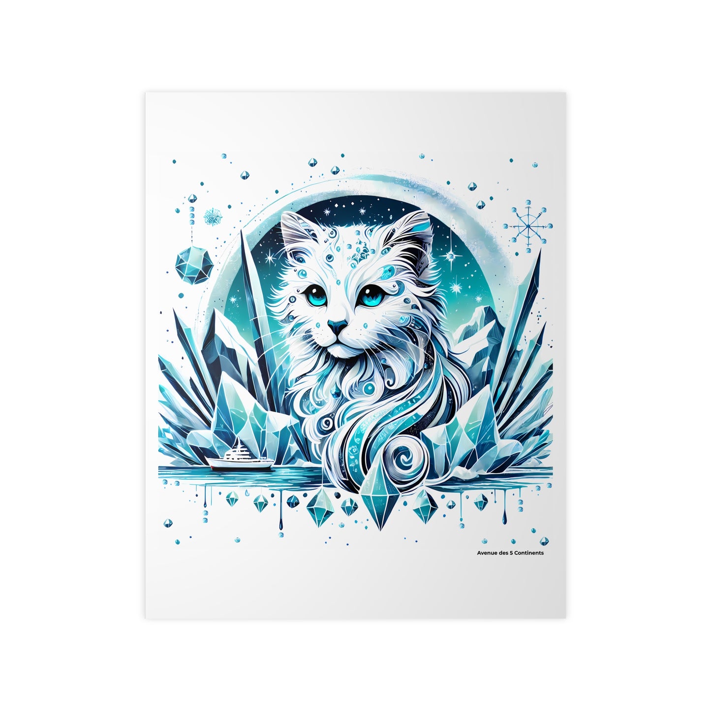 Affiche Artistique Chat Prince du Royaume des Glaces de l'Antarctique, Collection Antarctique, Poster d'Art Mural et Décoration Originale