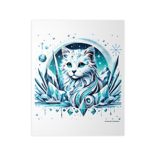 Affiche Artistique Chat Prince du Royaume des Glaces de l'Antarctique, Collection Antarctique, Poster d'Art Mural et Décoration Originale