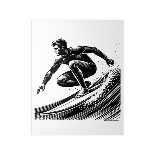 Affiche Artistique Homme Surfeur sur la Vague en Océanie, Collection Océanie, Poster d'Art Mural et Décoration Originale