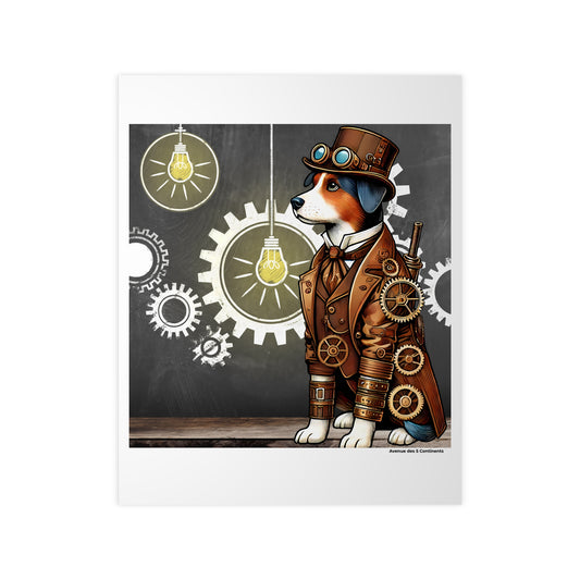 Affiche Artistique Chien Steampunk Européen à Chapeau Haut-de-Forme, Collection Europe, Poster d'Art Mural et Décoration Originale