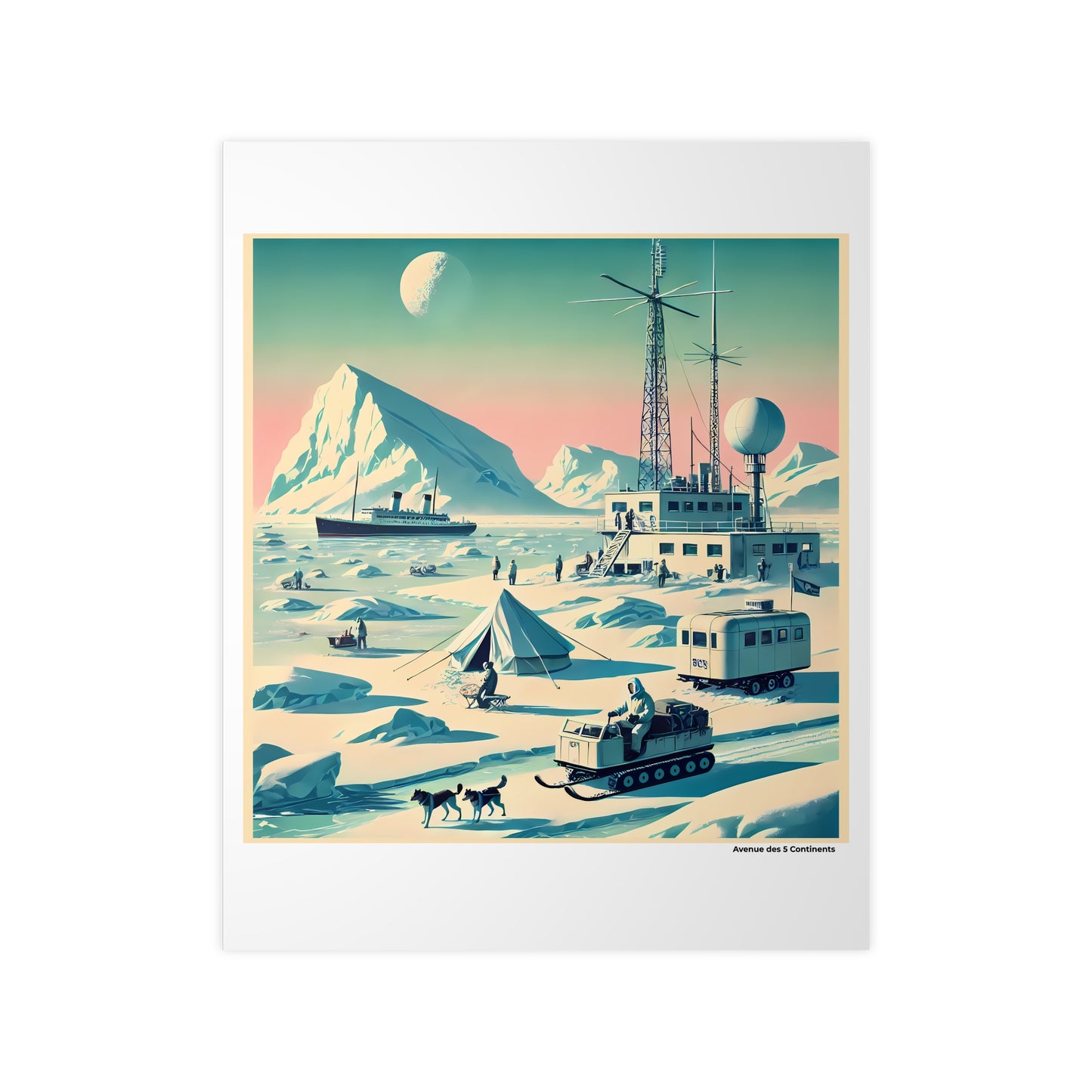 Affiche Artistique Station de Recherche Scientifique : Mission Antarctique, Collection Antarctique, Poster d'Art Mural et Décoration Originale