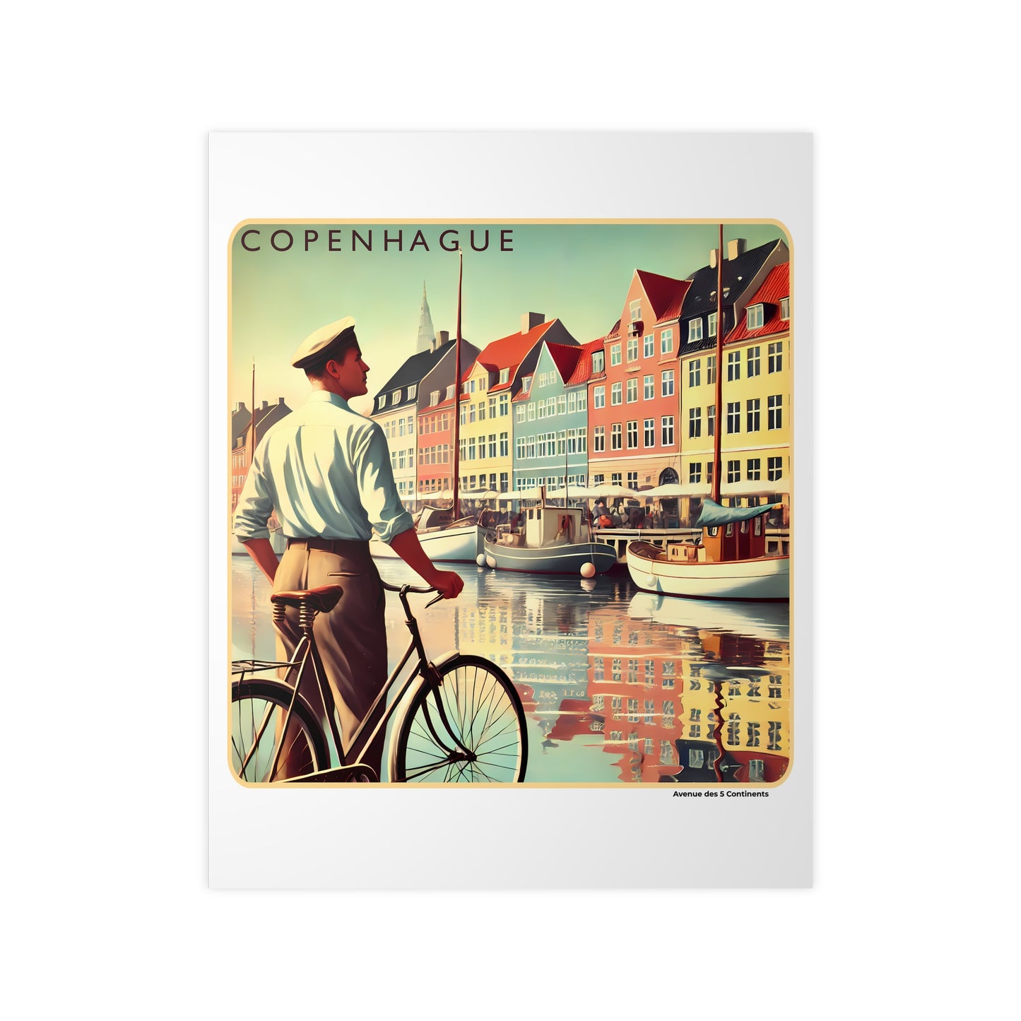 Affiche Artistique Copenhague Rétro Vintage, Danemark, Collection Europe, Poster d'Art Mural et Décoration Originale