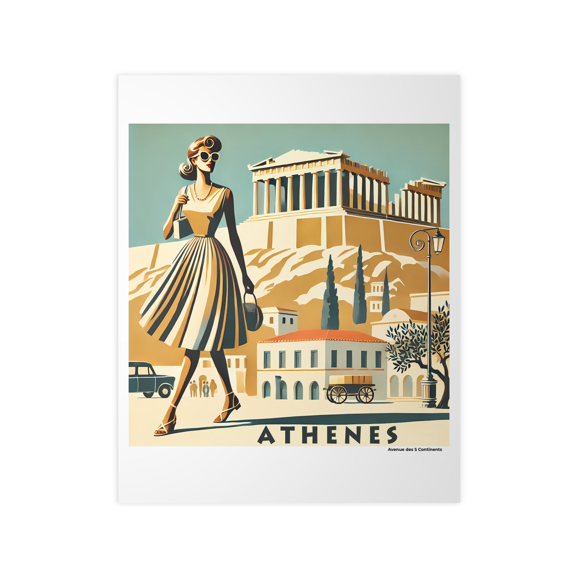 Affiche Artistique Athènes Rétro Vintage, Grèce, Collection Europe, Poster d'Art Mural et Décoration Originale