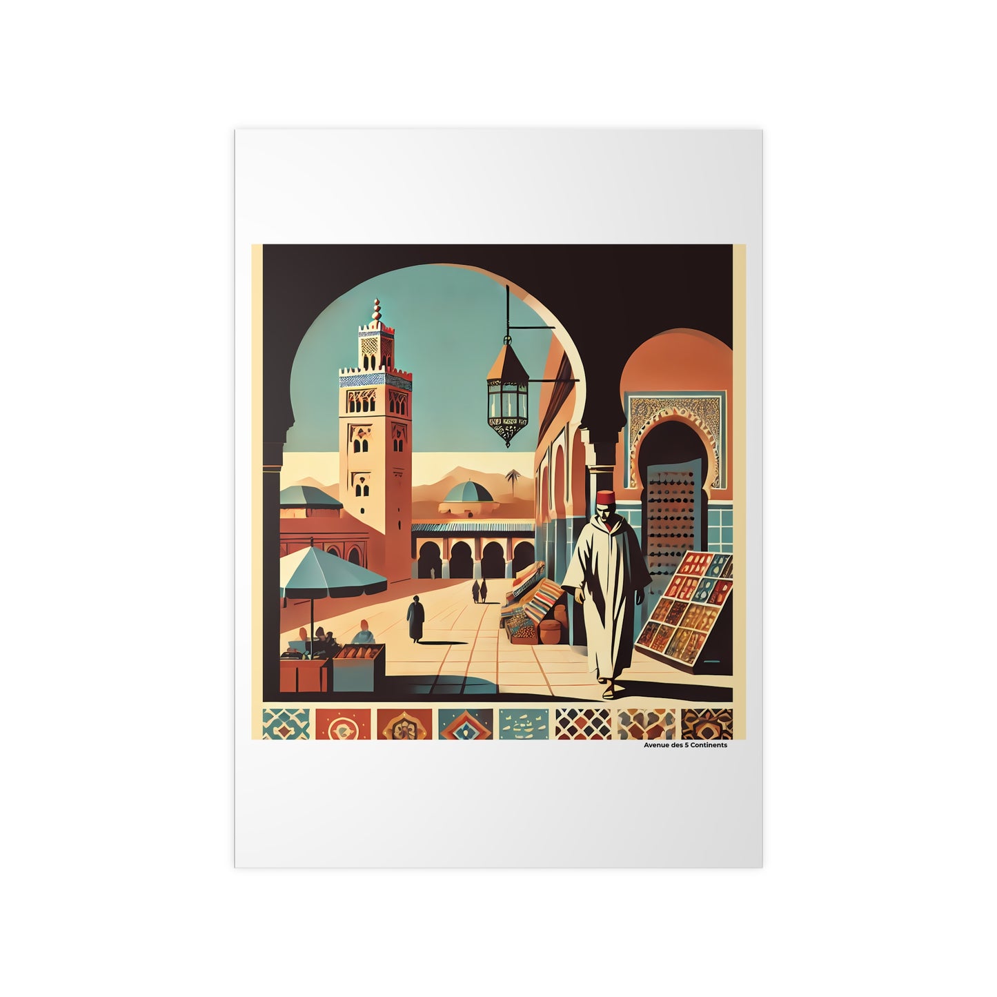 Affiche Artistique Marrakech Rétro Vintage, Collection Afrique, Poster d'Art Mural et Décoration Originale