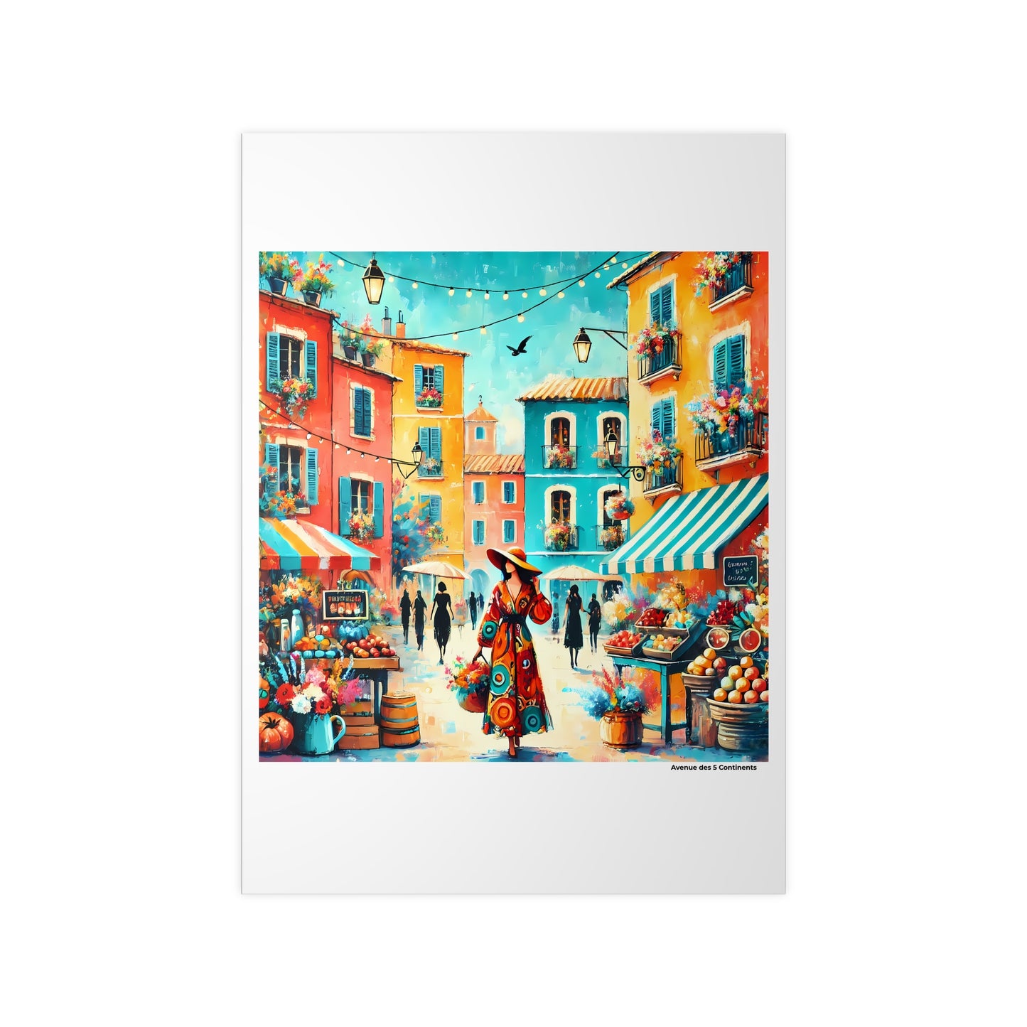 Affiche Artistique Marché Provençal Pictural, France, Collection Europe, Poster d'Art Mural et Décoration Originale