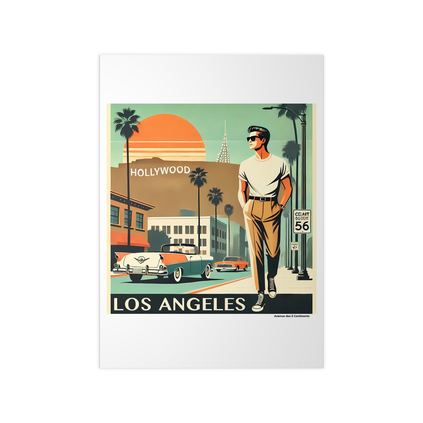 Affiche Artistique Hollywood Boulevard Rétro Vintage, Los Angeles Californie, Collection Amérique, Poster d'Art Mural et Décoration Originale