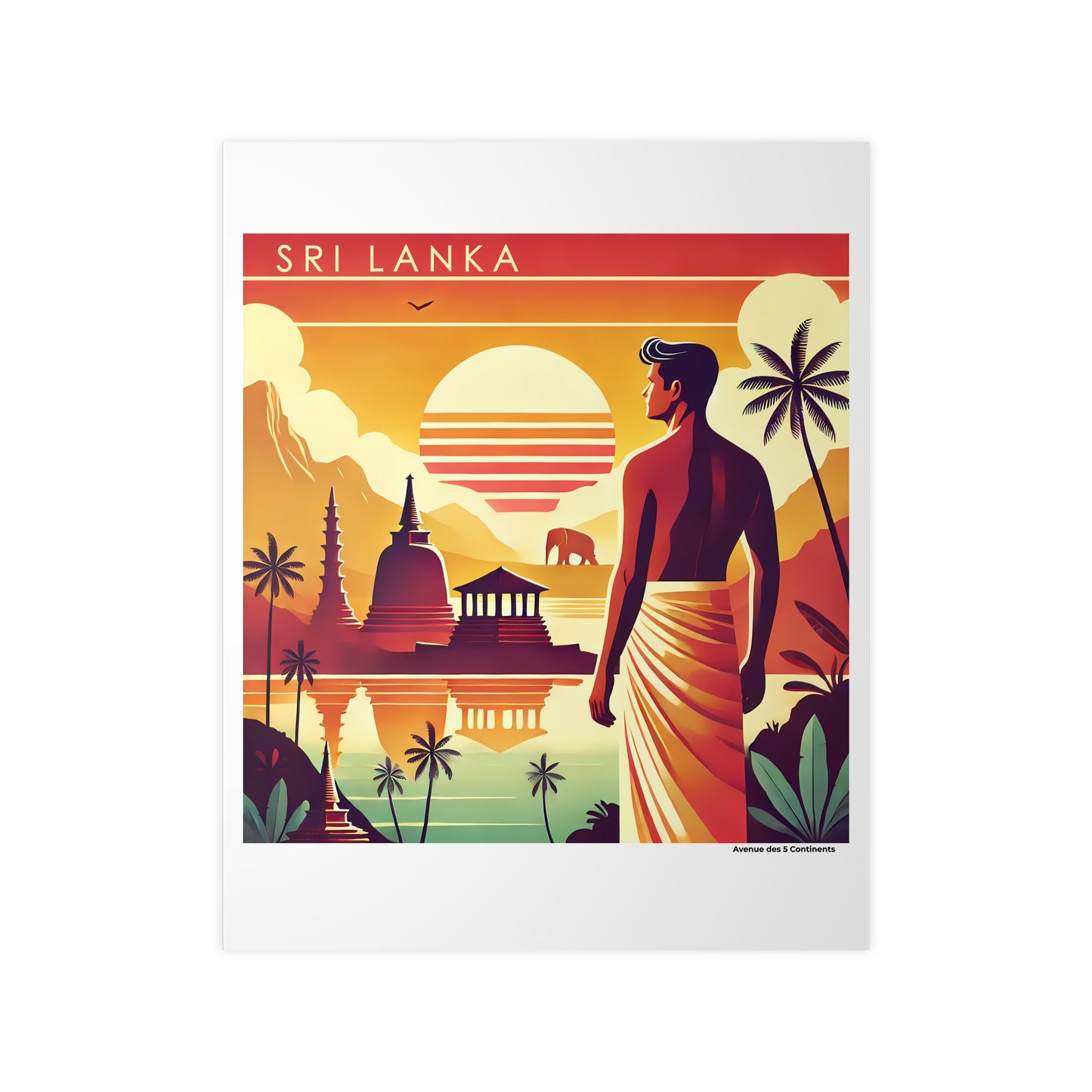 Affiche Artistique Sri Lanka Rétro Vintage, Collection Asie, Poster d'Art Mural et Décoration Originale