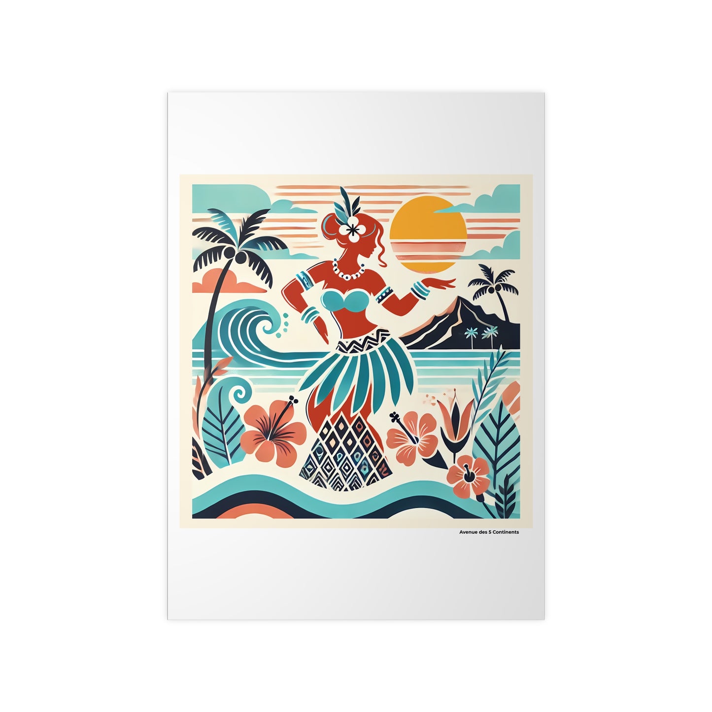 Affiche Artistique Danseuse Tahitienne, Collection Océanie, Poster d'Art Mural et Décoration Originale