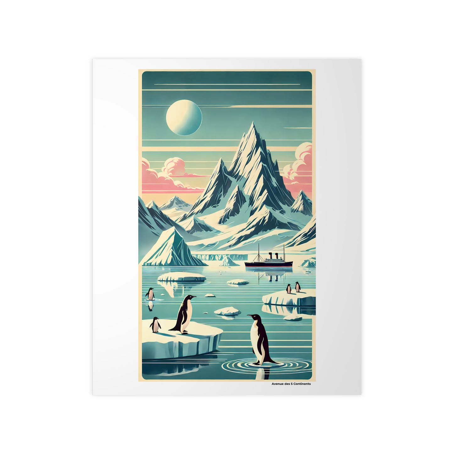 Affiche Artistique Manchots Gardiens des Glaces de l'Antarctique, Collection Antarctique, Poster D'Art Mural et Décoration Originale