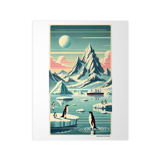 Affiche Artistique Manchots Gardiens des Glaces de l'Antarctique, Collection Antarctique, Poster D'Art Mural et Décoration Originale