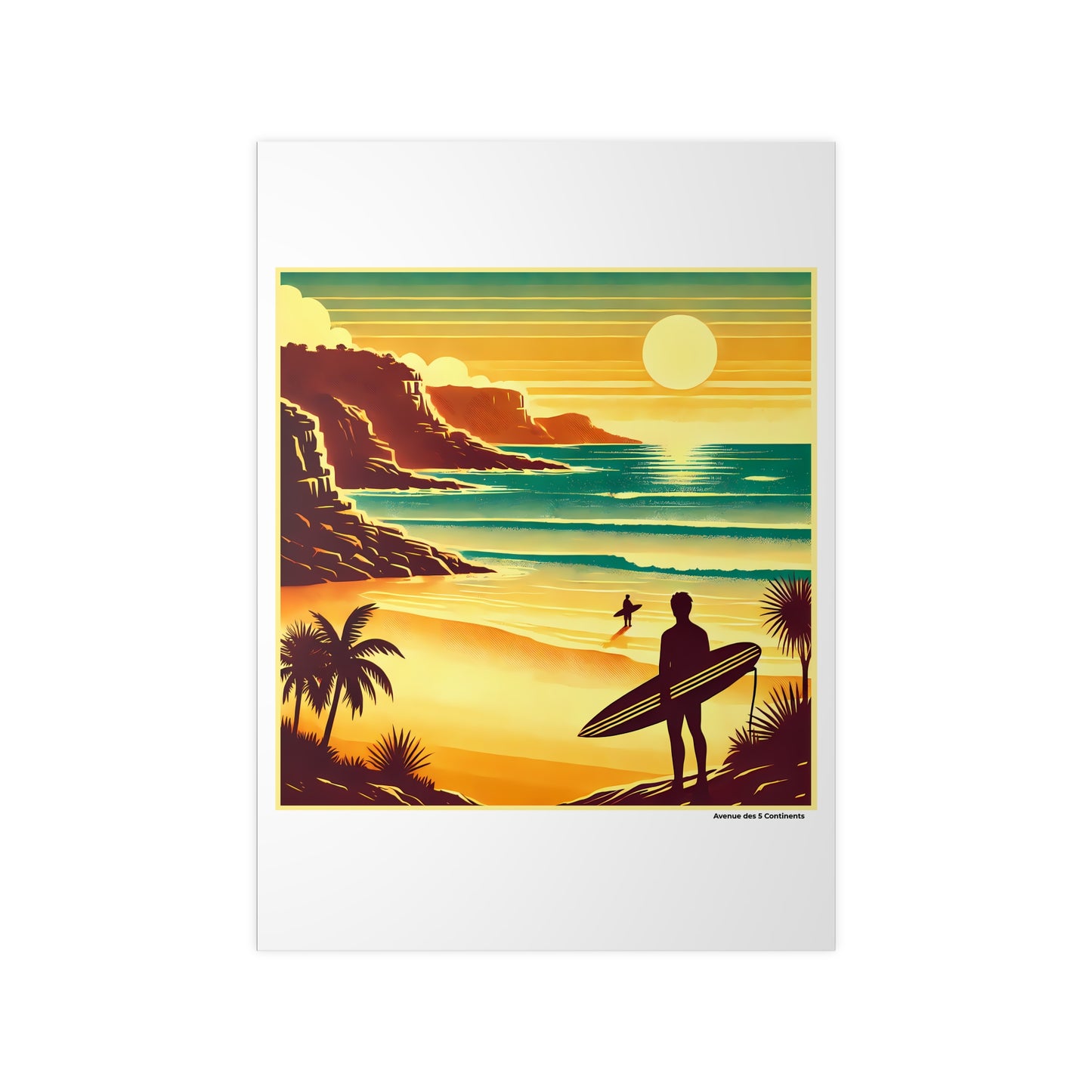 Affiche Artistique Surfeurs en Australie : Plénitude au Spot de Surf, Collection Océanie, Poster d'Art Mural et Décoration Originale