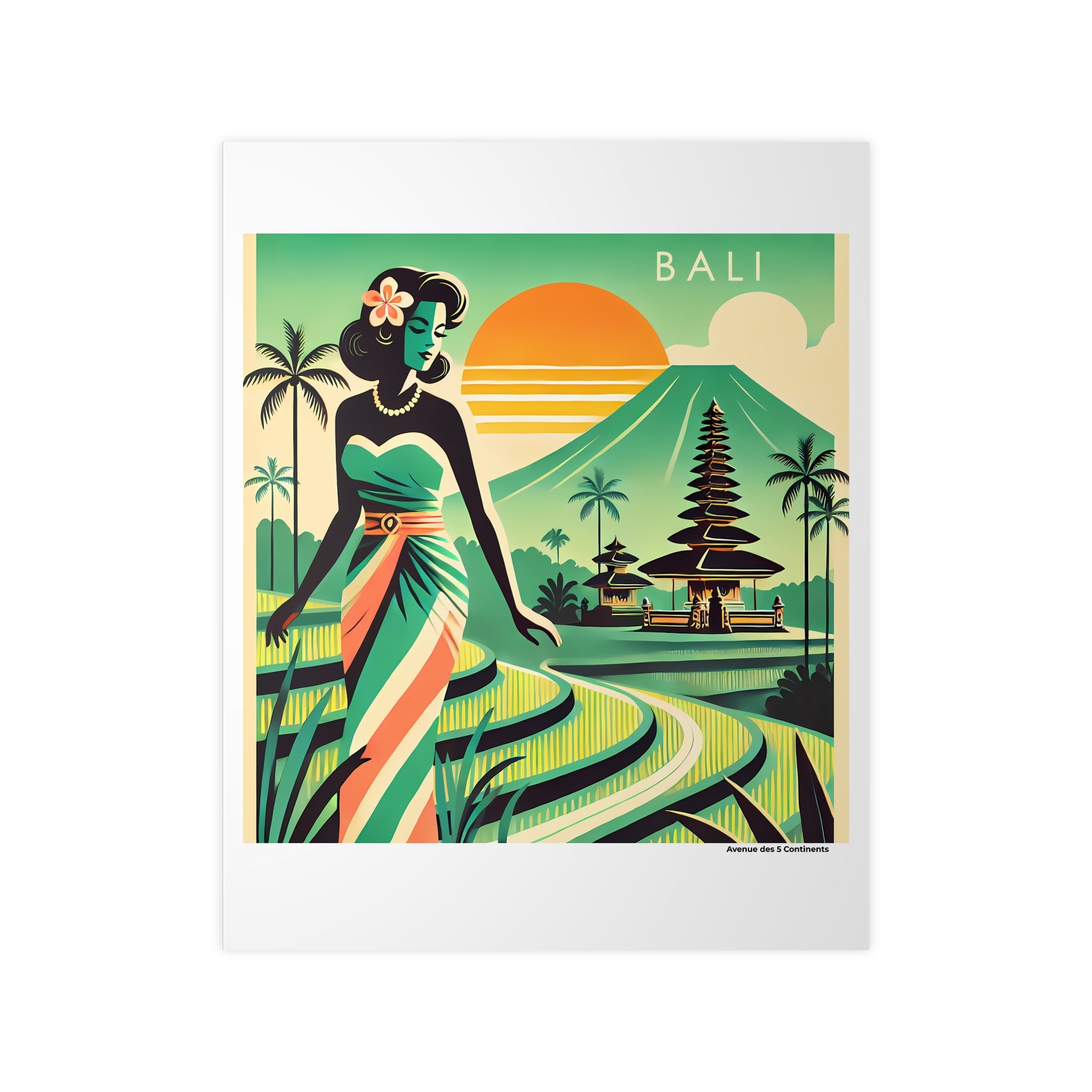 Affiche Artistique Bali Rétro Vintage, Indonésie, Collection Asie, Poster d'Art Mural et Décoration Originale