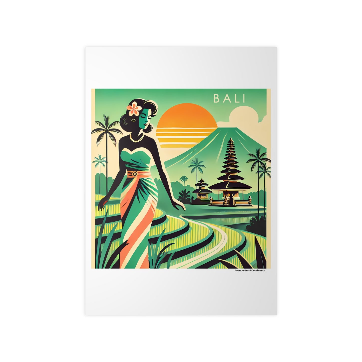 Affiche Artistique Bali Rétro Vintage, Indonésie, Collection Asie, Poster d'Art Mural et Décoration Originale