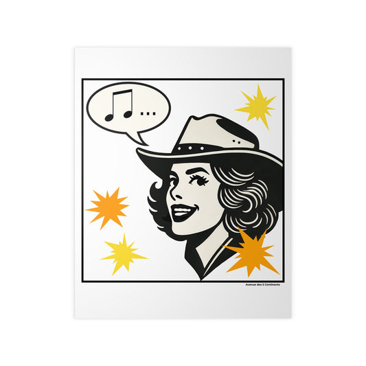 Affiche Artistique Cowgirl Américaine, Collection Amérique, Poster d'Art Mural et Décoration Originale